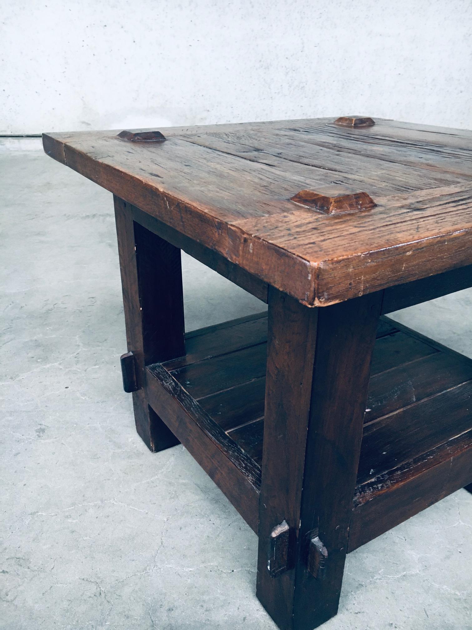 Wabi Sabi Style Design Solid Oak Side Table, France, 1930's For Sale 2