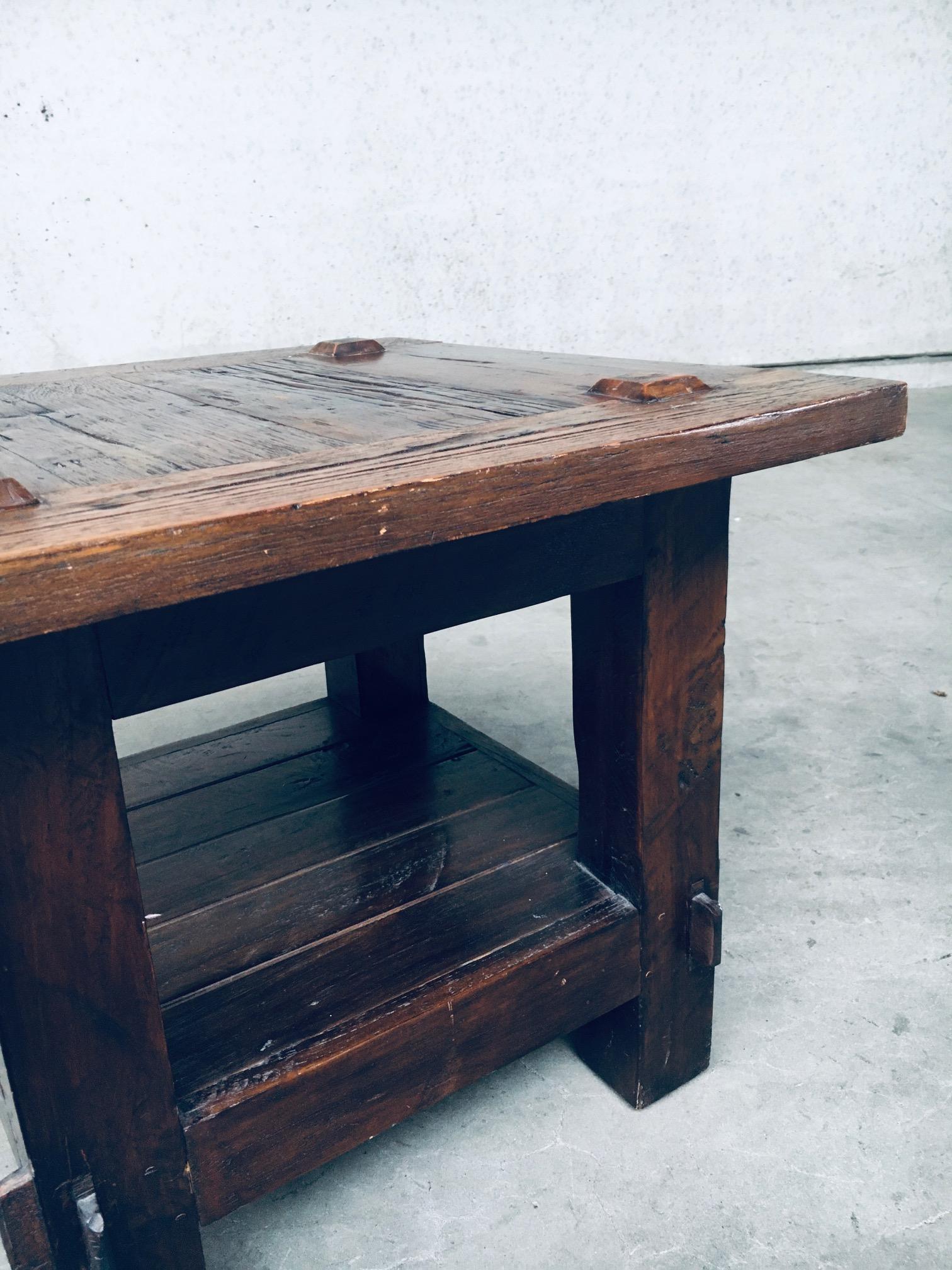 Wabi Sabi Style Design Solid Oak Side Table, France, 1930's For Sale 3