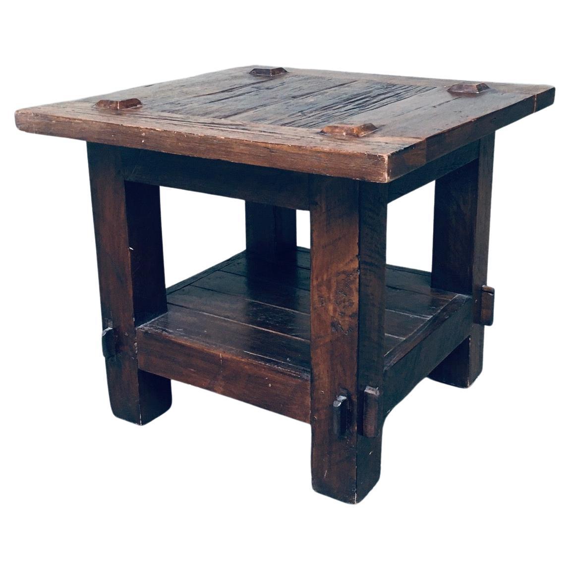 Wabi Sabi Style Design Solid Oak Side Table, France, 1930's For Sale