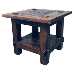 Wabi Sabi Style Design Solid Oak Side Table, France, 1930's