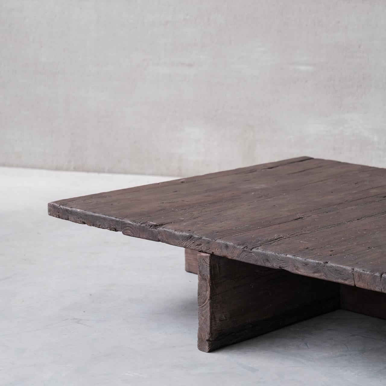 20th Century 'Wabi Sabi' Style French Low Square Coffee Table