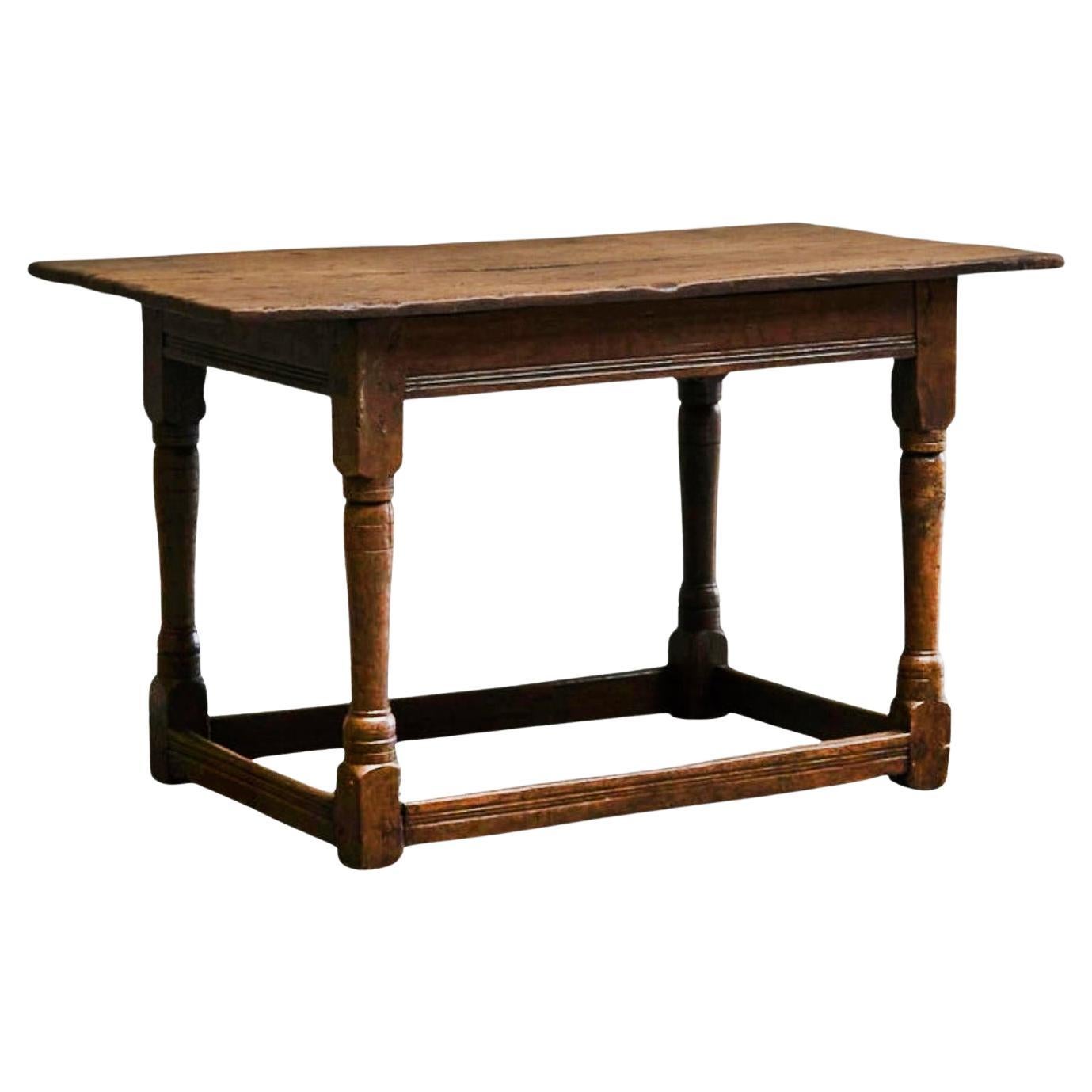 Wabi Sabi Style Refectory Side Table in Solid Oak Early 19th Century