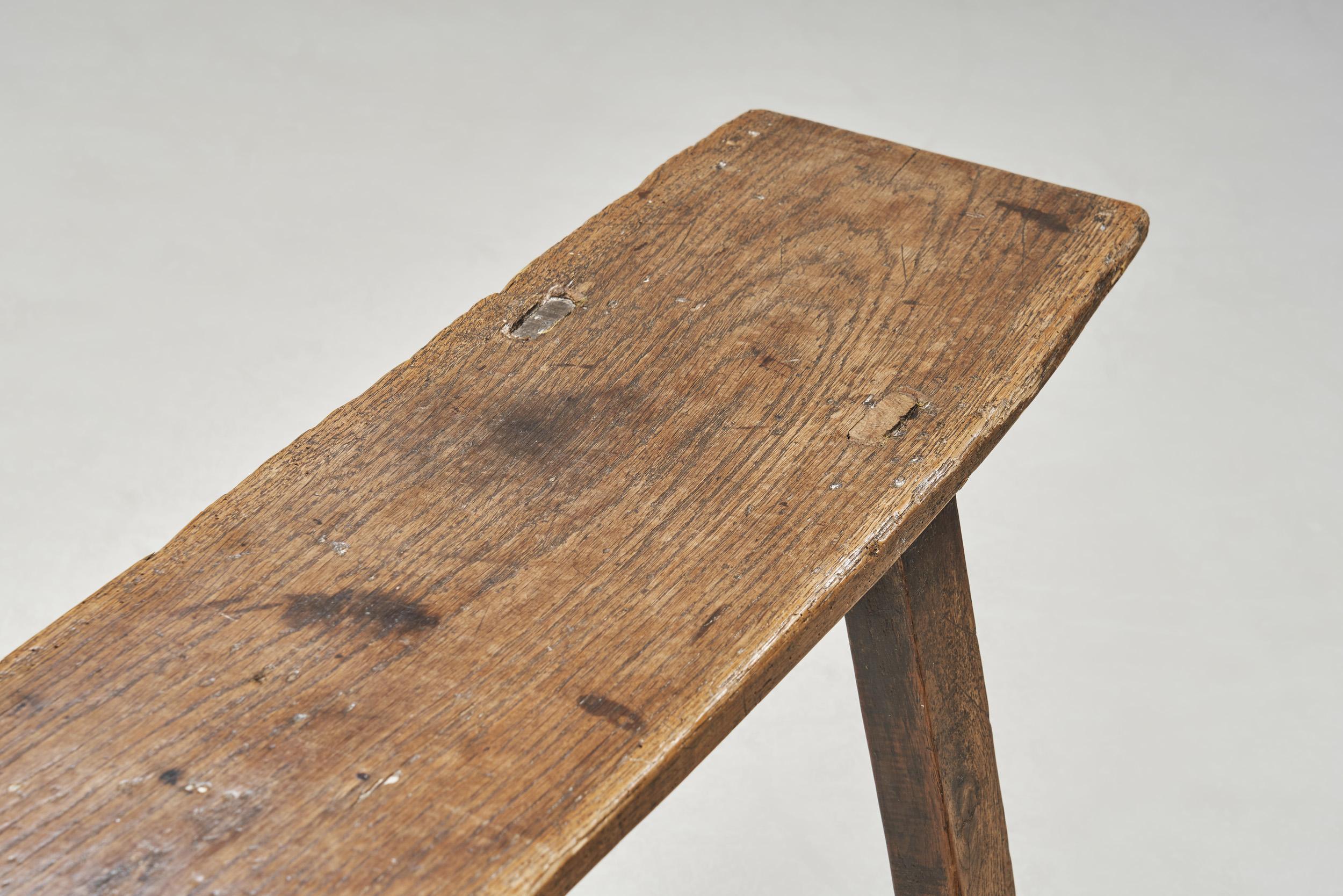 Wabi Sabi Style Solid Wood Bench, France 19th Century 7