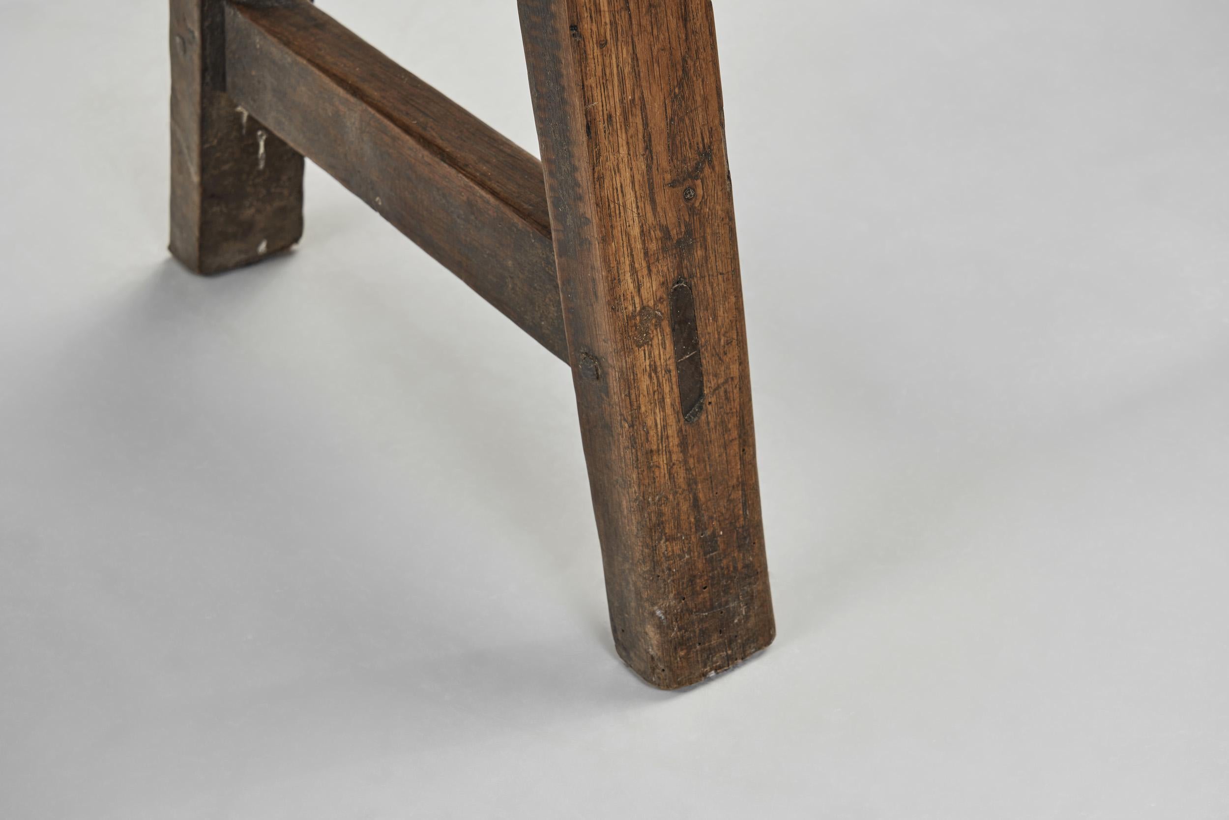 Wabi Sabi Style Solid Wood Bench, France 19th Century 11