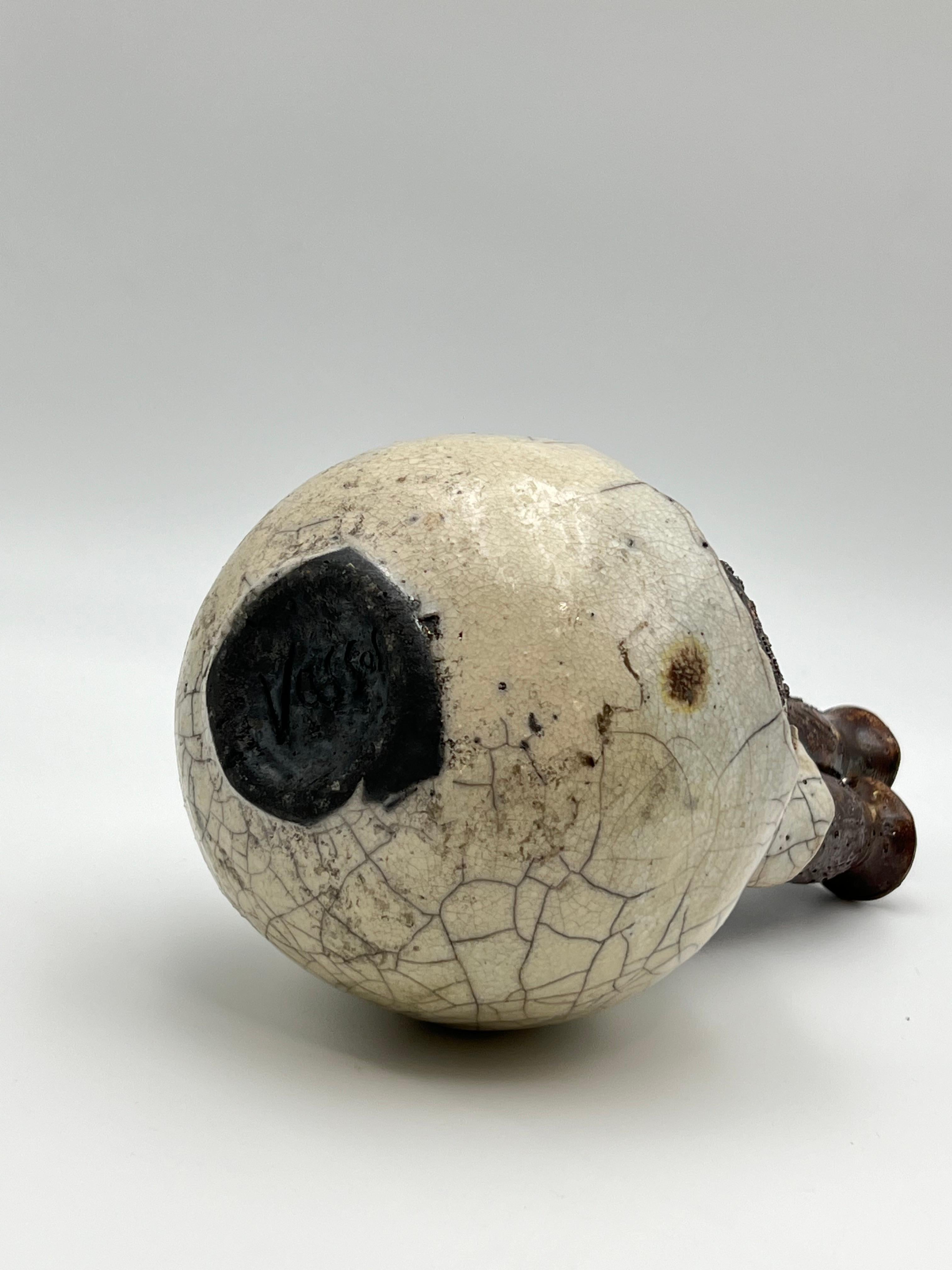 Ceramica Vaso a imbuto gemello in stile Wabi Sabi Studio Pottery di Vassos Demetriou, anni '80 in vendita