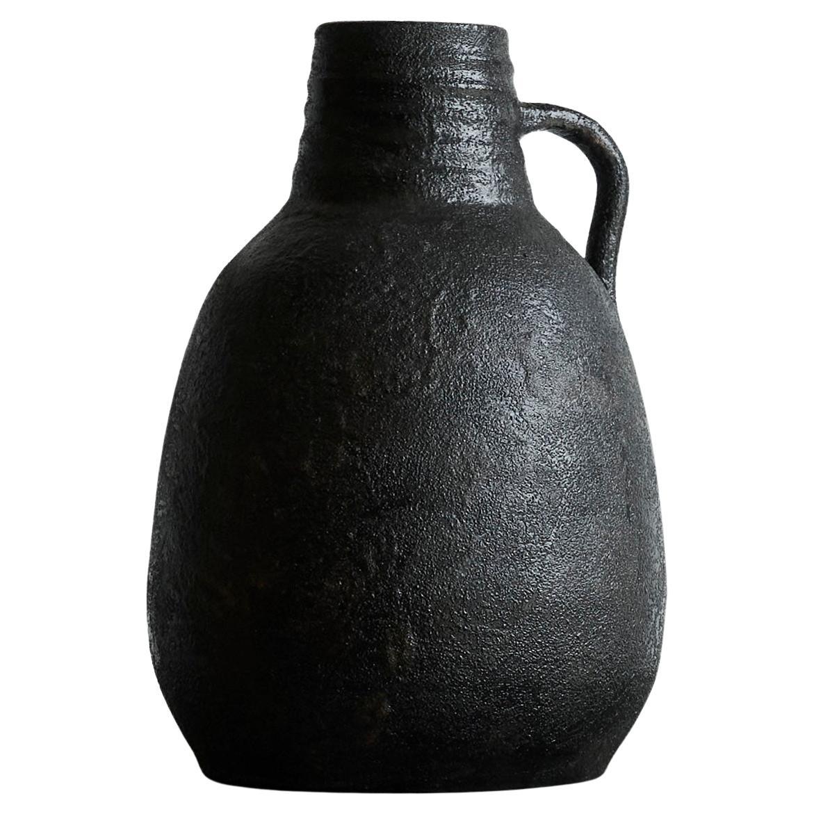 Wabi Sabi Style Studio Pottery Vase in Black Mid 20th Century For Sale