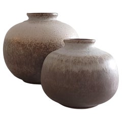 Wabi Sabi-Stil Westdeutschland, Kunstkeramik, Paar Vasen, signiert Strehla, 1950er Jahre