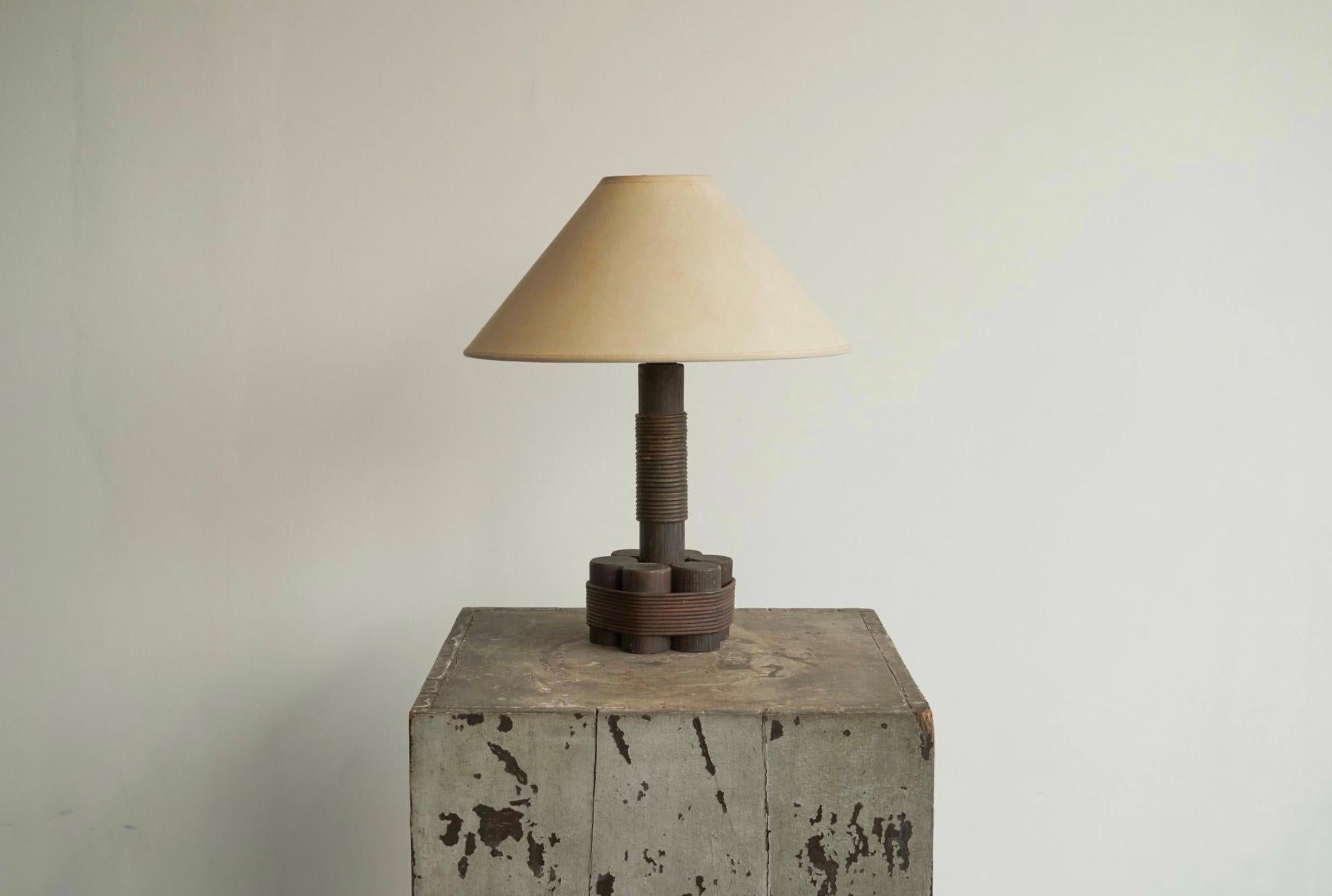 Mid-Century Modern Wabi Sabi Table Lamp in Bamboo and Rattan 1970s