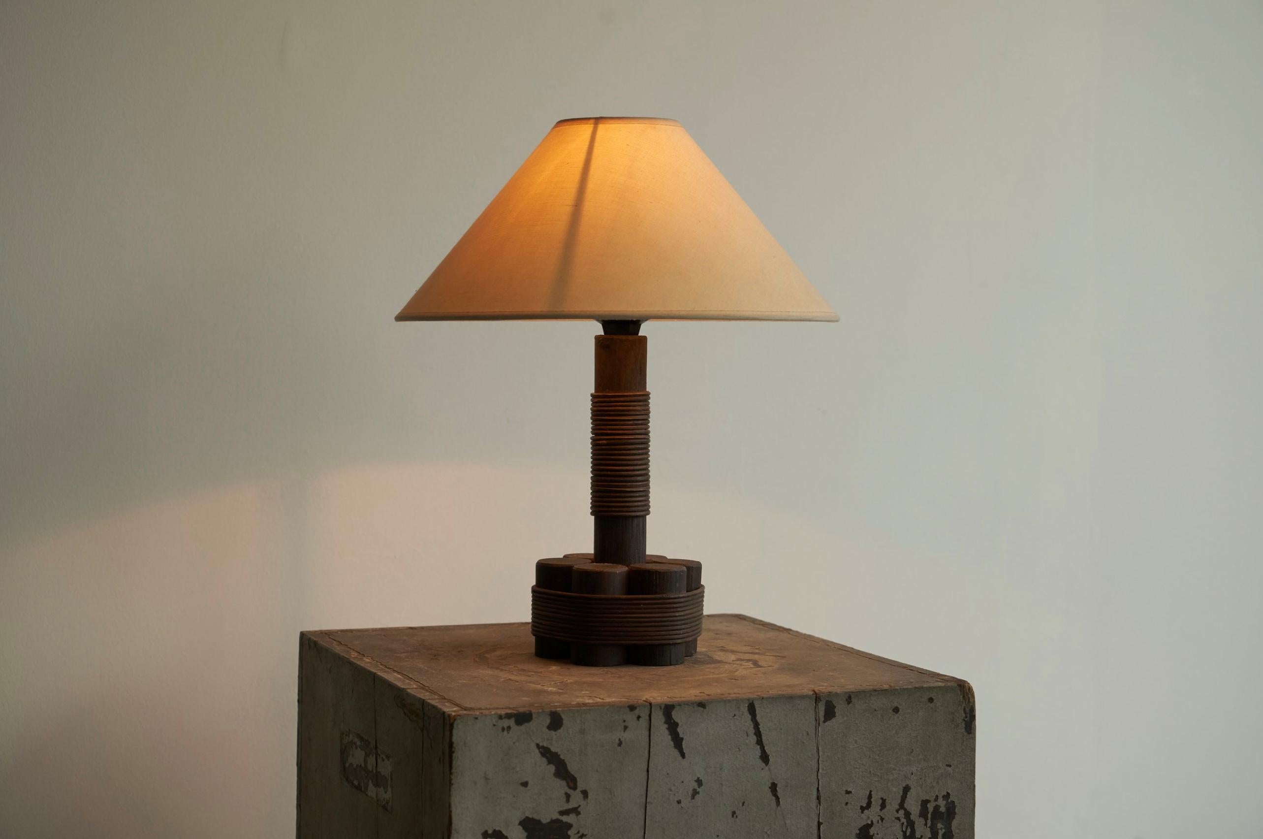 Hand-Crafted Wabi Sabi Table Lamp in Bamboo and Rattan 1970s For Sale