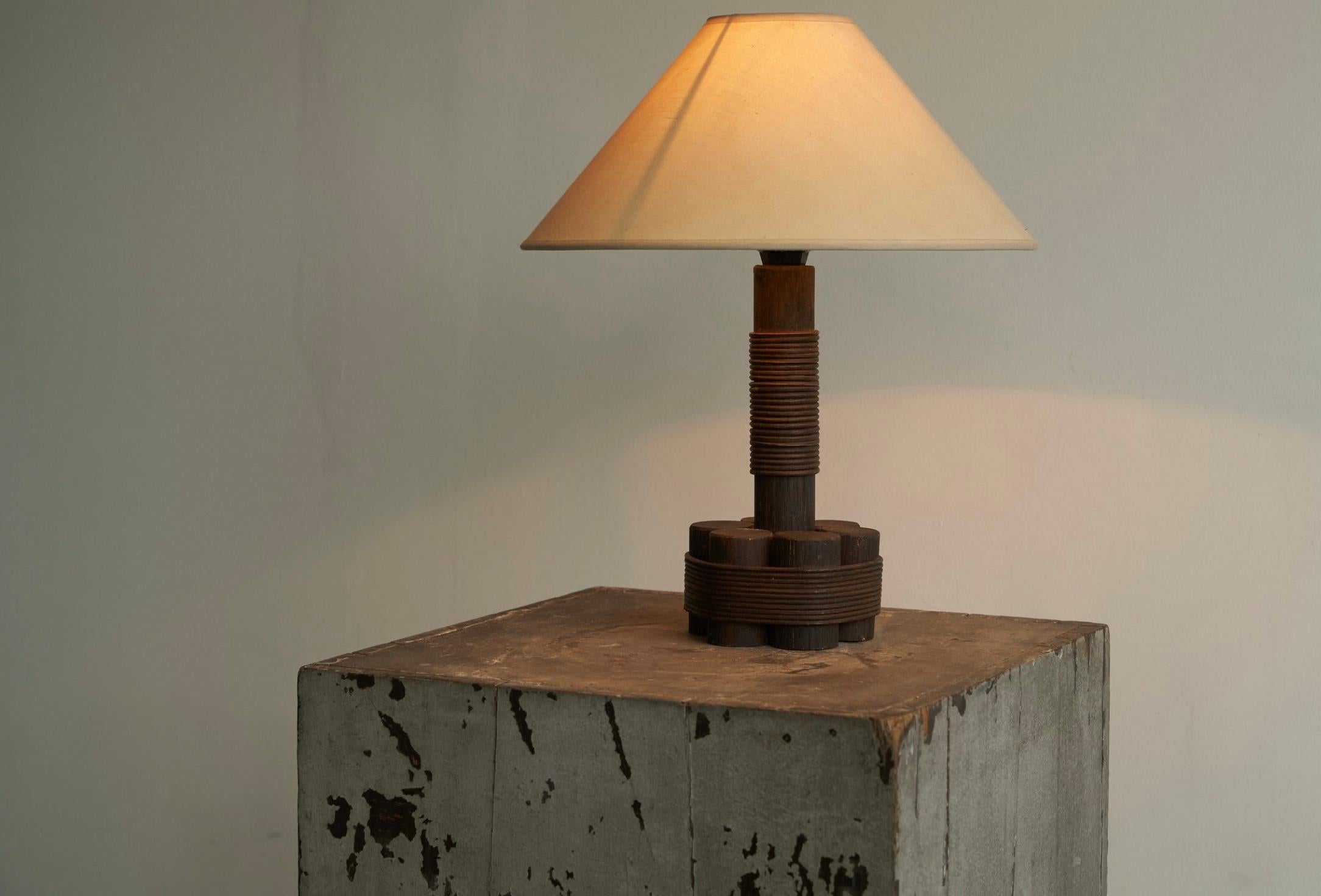 20ième siècle Lampe de table Wabi Sabi en bambou et rotin 1970 en vente
