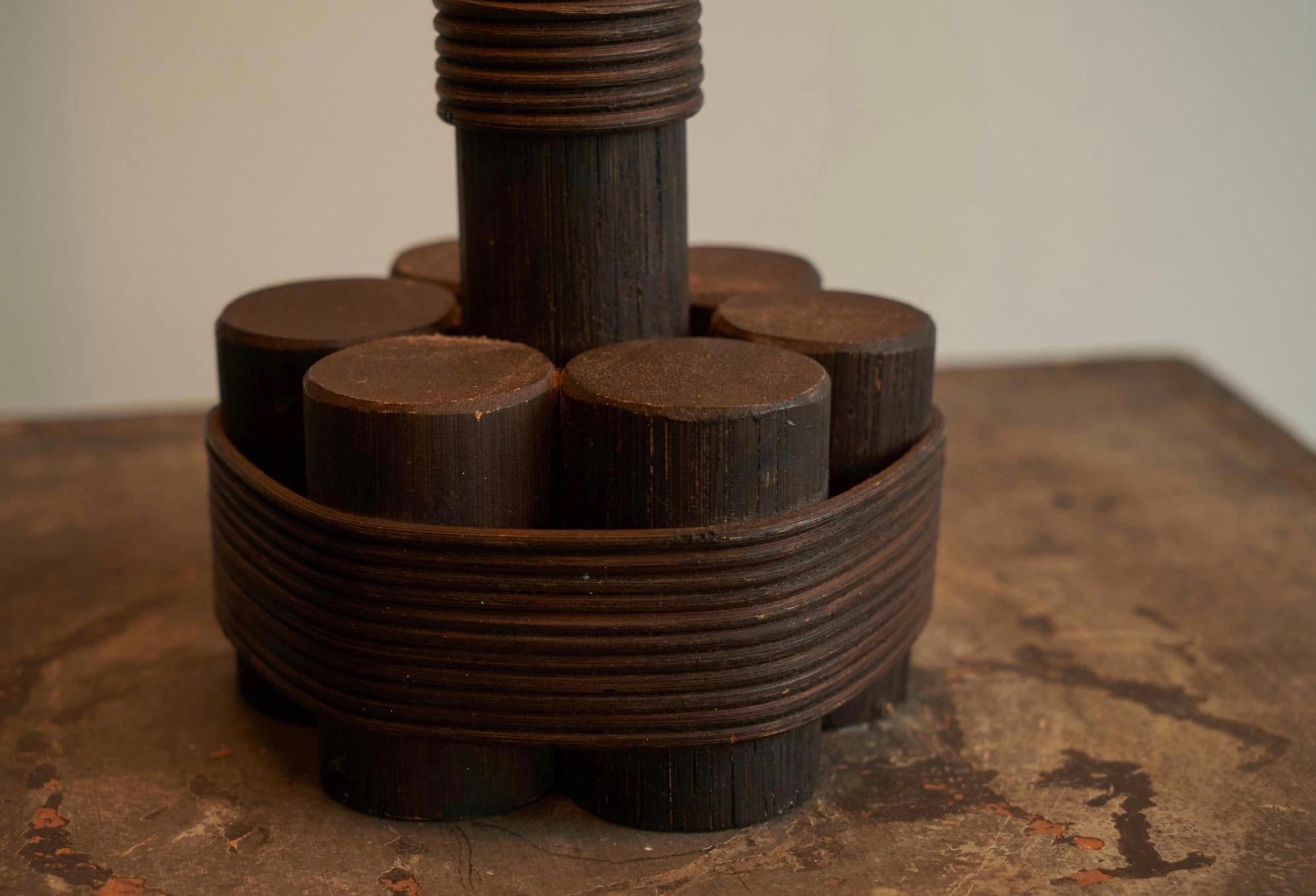 Wabi Sabi Table Lamp in Bamboo and Rattan 1970s In Good Condition In Meer, VAN