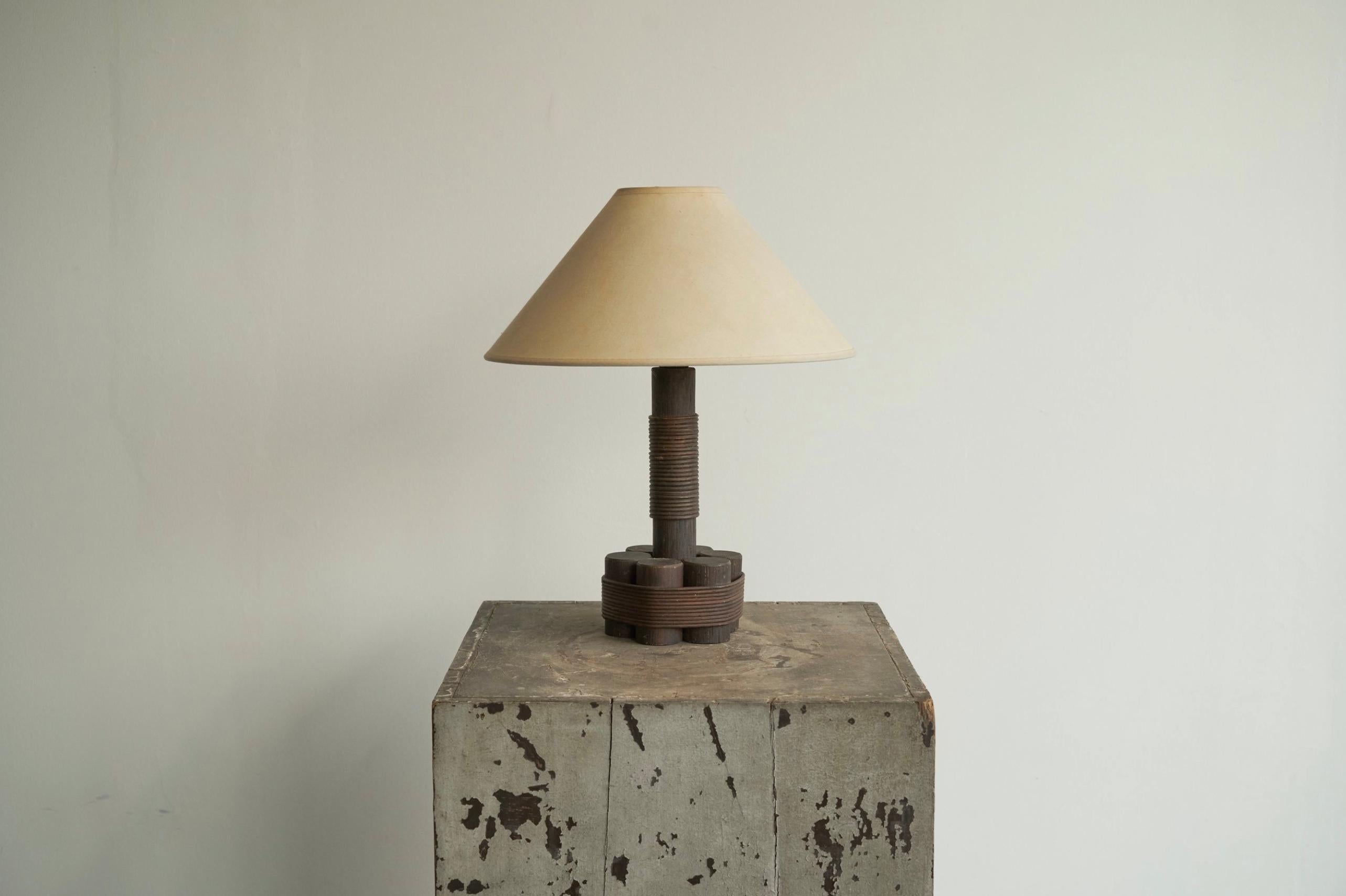 Wabi Sabi Table Lamp in Bamboo and Rattan 1970s For Sale 3