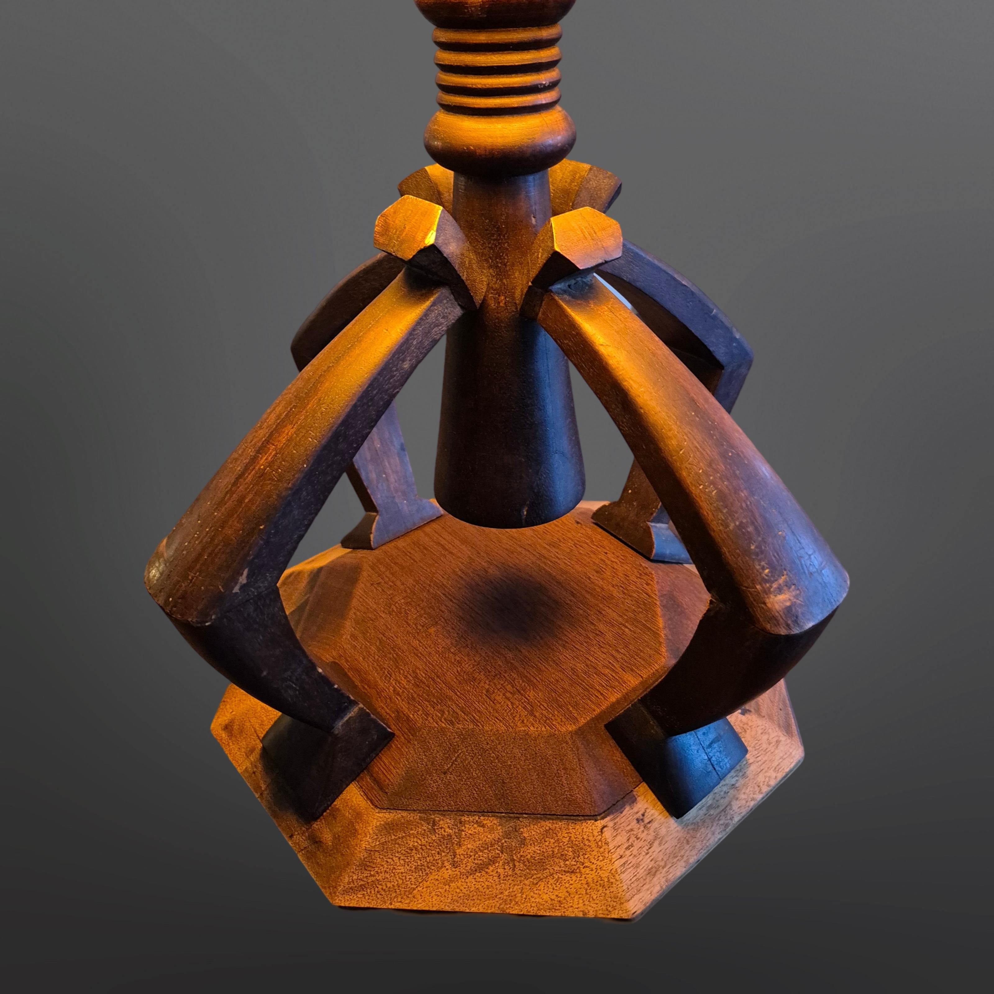 20th Century Wabi sabi table lamp with raffia shade, Netherlands 1930s For Sale