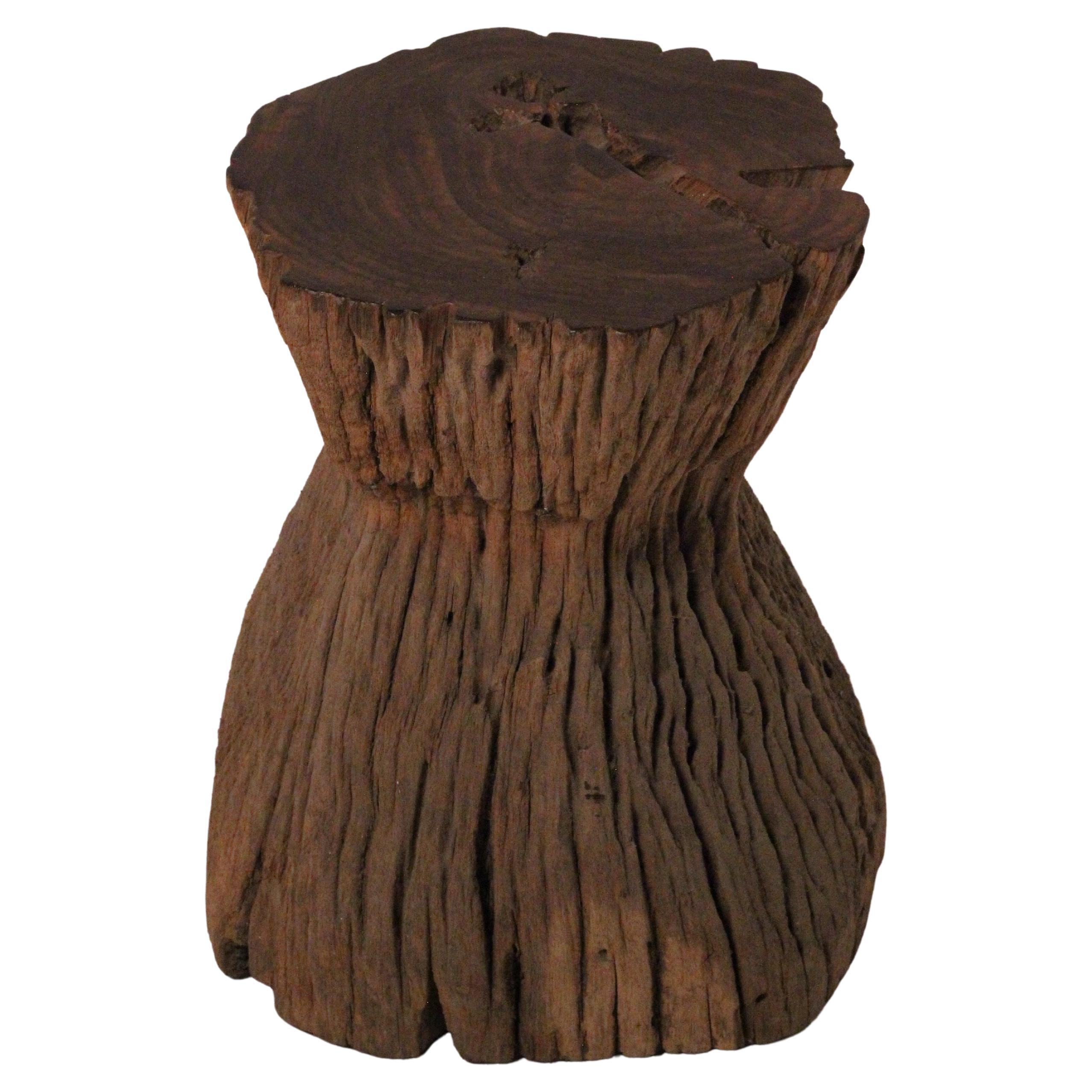 Hand-Carved Wabi-Sabi Teak Root Stool or Side Table, Lombok Indonesia, 20th Century For Sale