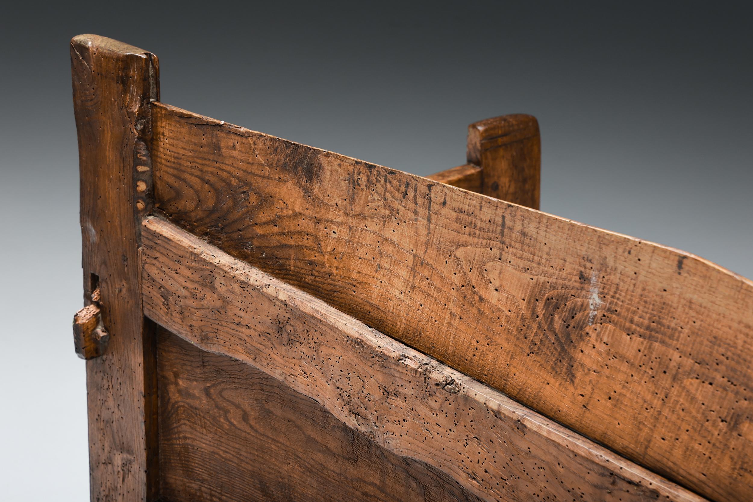 Wabi-Sabi Three Seater Bench, Monoxylite, Haut Savoie, Breton, 19th Century 6