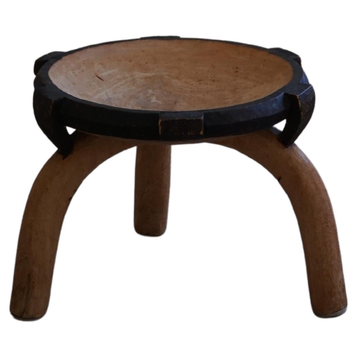 Wabi Sabi Tripod Stool / Side Table in Solid Wood, Scandinavia, 1950s For Sale