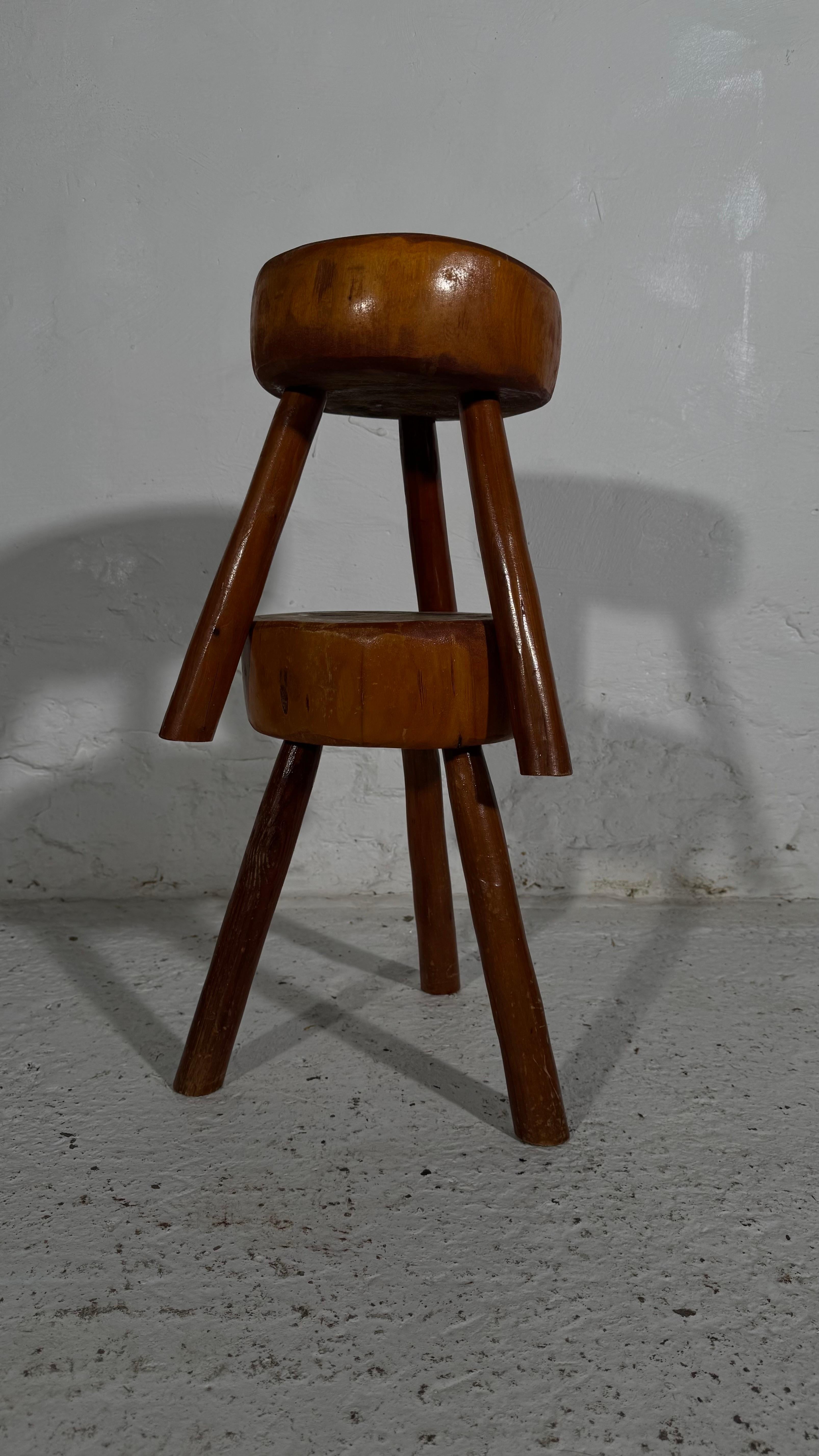 Wabi Sabi tripod stools, France 1960s, Set Of Two. For Sale 3