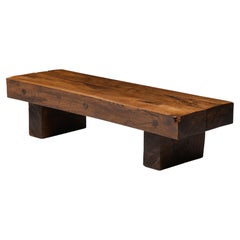 Wabi-Sabi Two-Legged Rectangular Coffee Table, Mid-Century Modern, 1940's