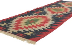 Vintage Shiraz Kilim Runner Rug, Wabi-Sabi Meets Southwest Style