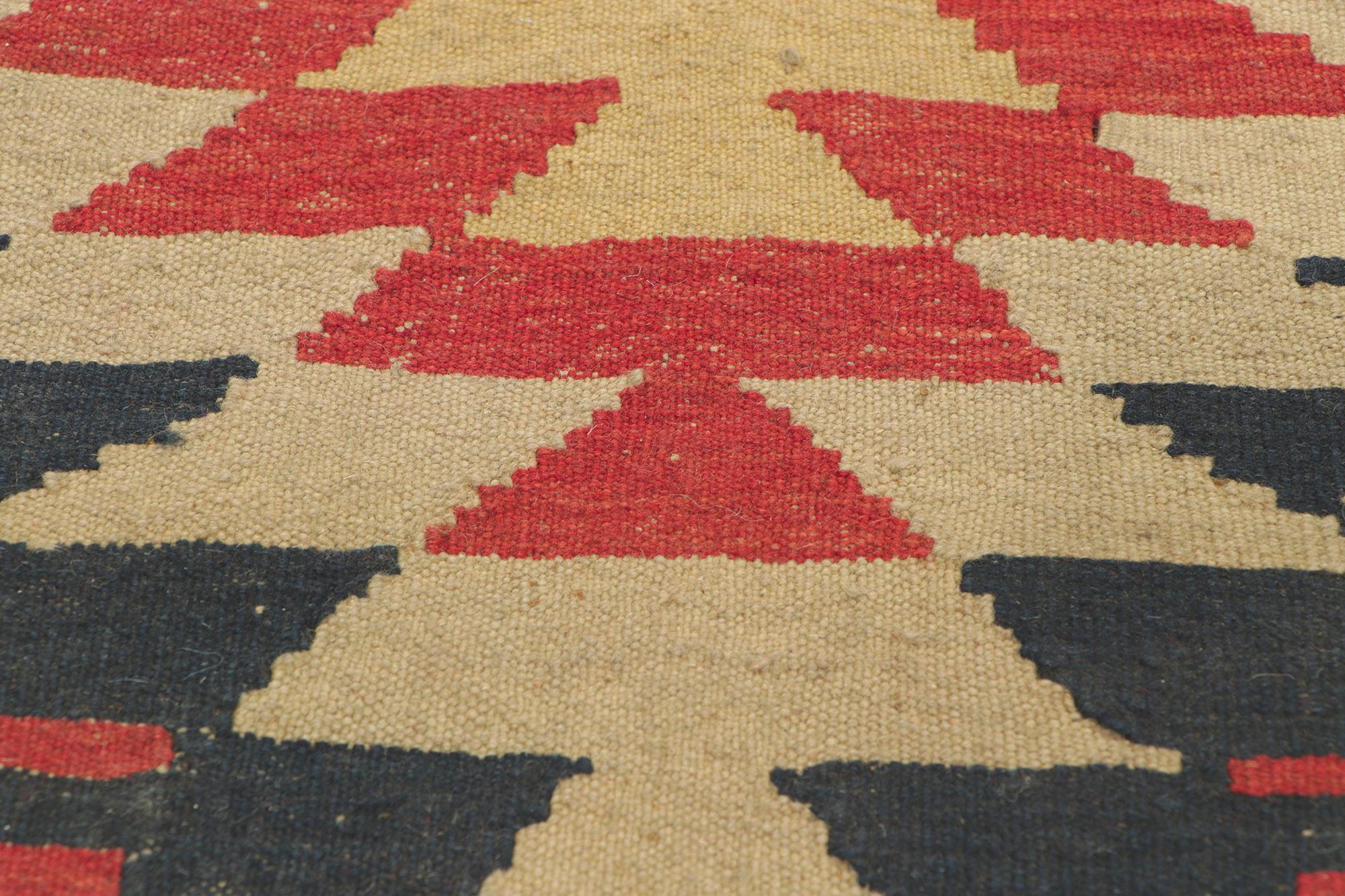 Wool Vintage Shiraz Kilim Runner Rug, Wabi-Sabi Meets Southwest Style For Sale