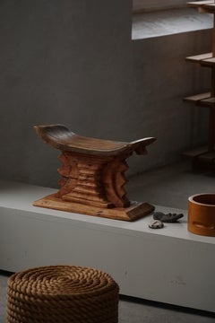 Wabi Sabi, West African Hand Carved Hardwood Ashanti Stool, 20th Century