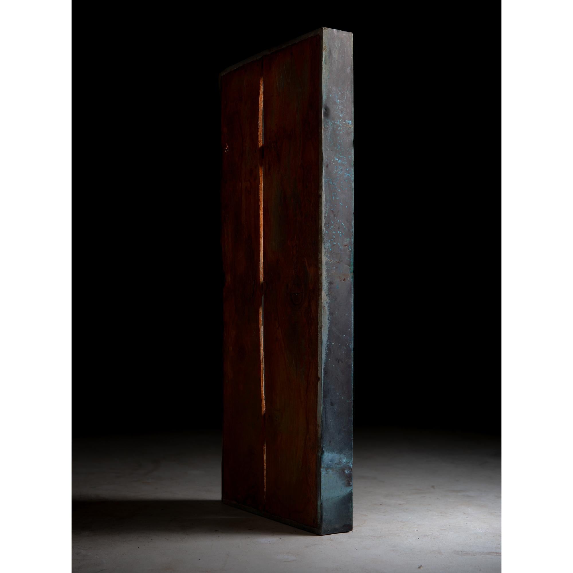 decoración de pared/armario vintage de madera oxidada y cobre patinado. pieza de arte wabi sabi en Bueno estado para la venta en 常陸大宮市, JP