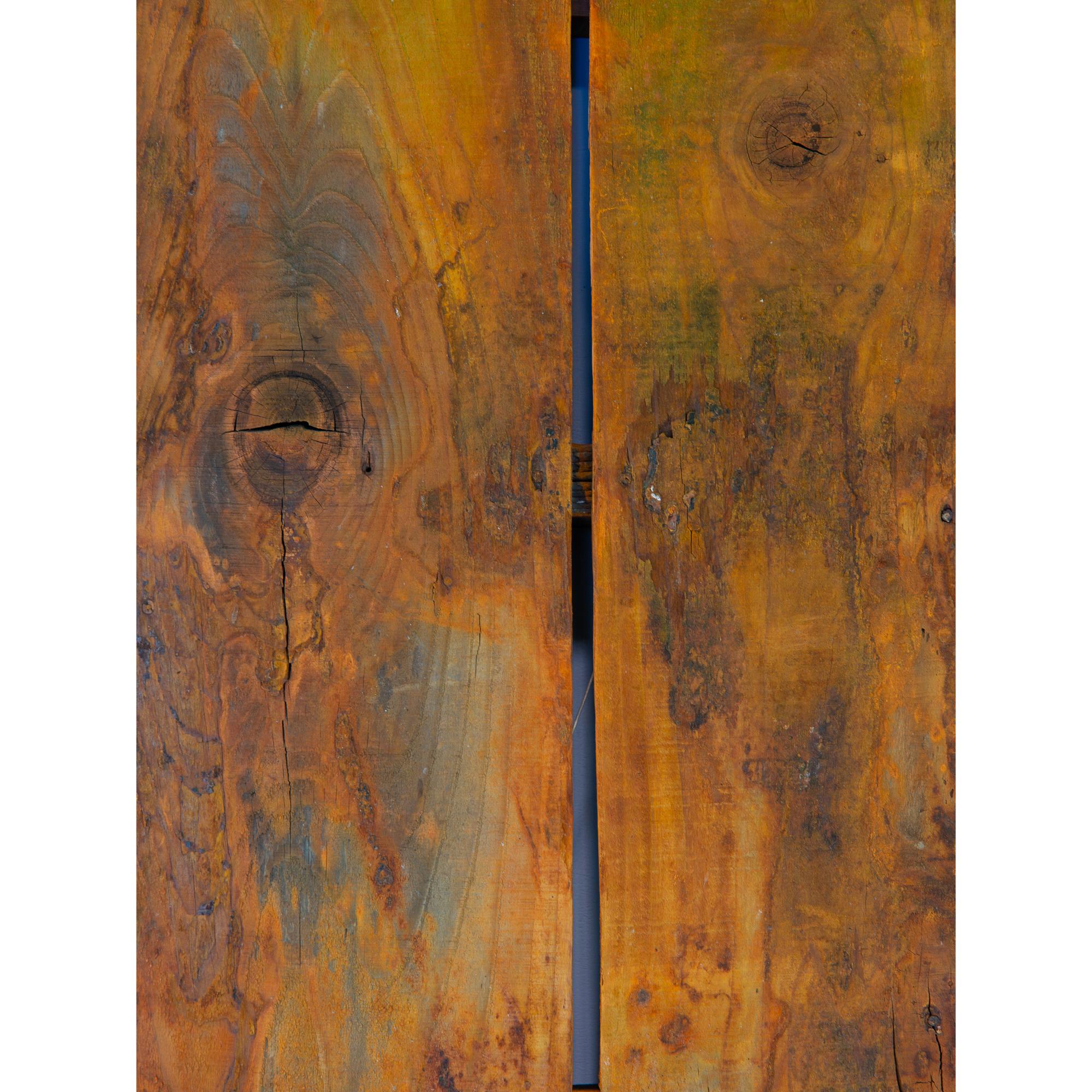 decoración de pared/armario vintage de madera oxidada y cobre patinado. pieza de arte wabi sabi en venta 1