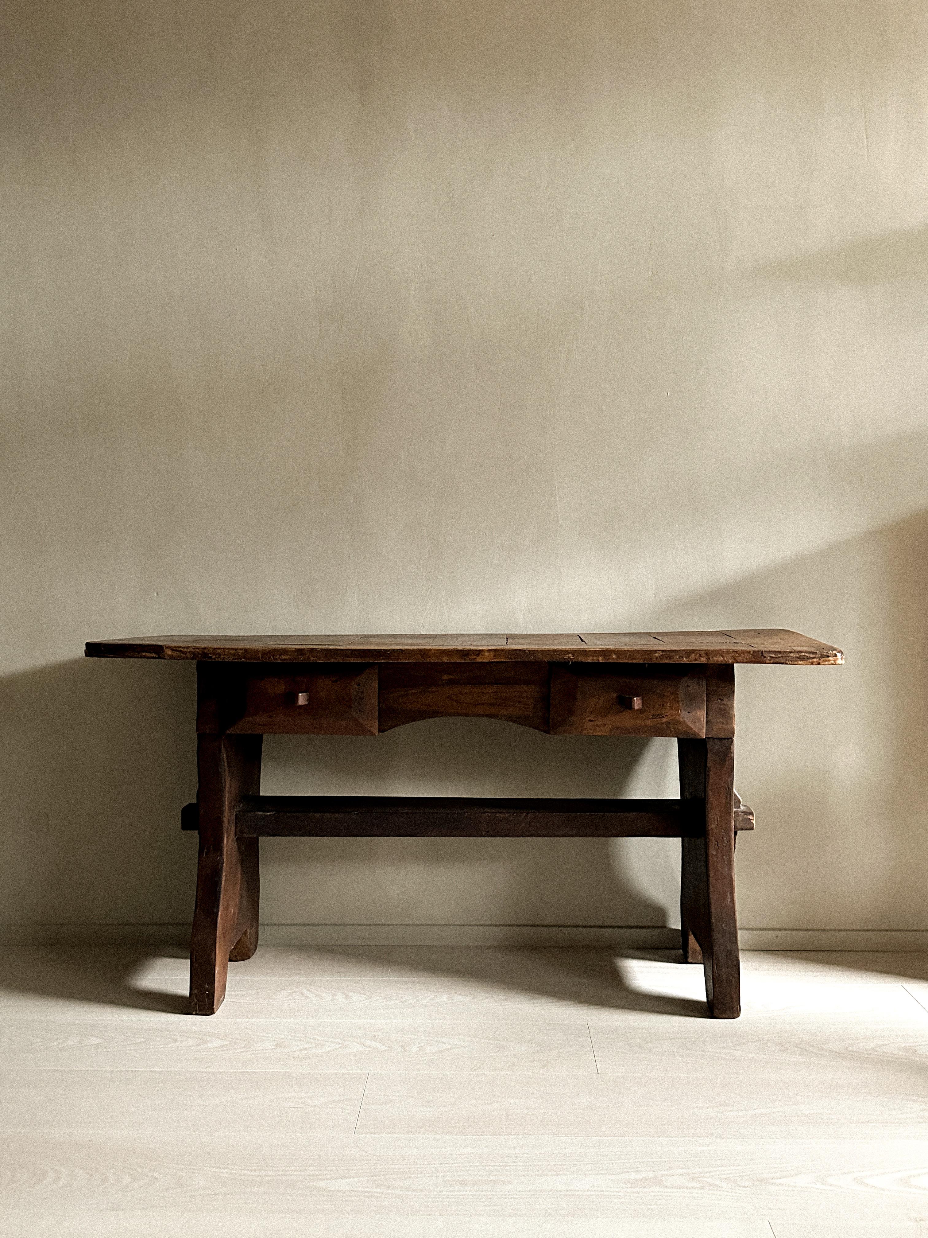 A unique Wabi Sabi console, Spain c. early 1900s. Showing beautiful patina after use and age.