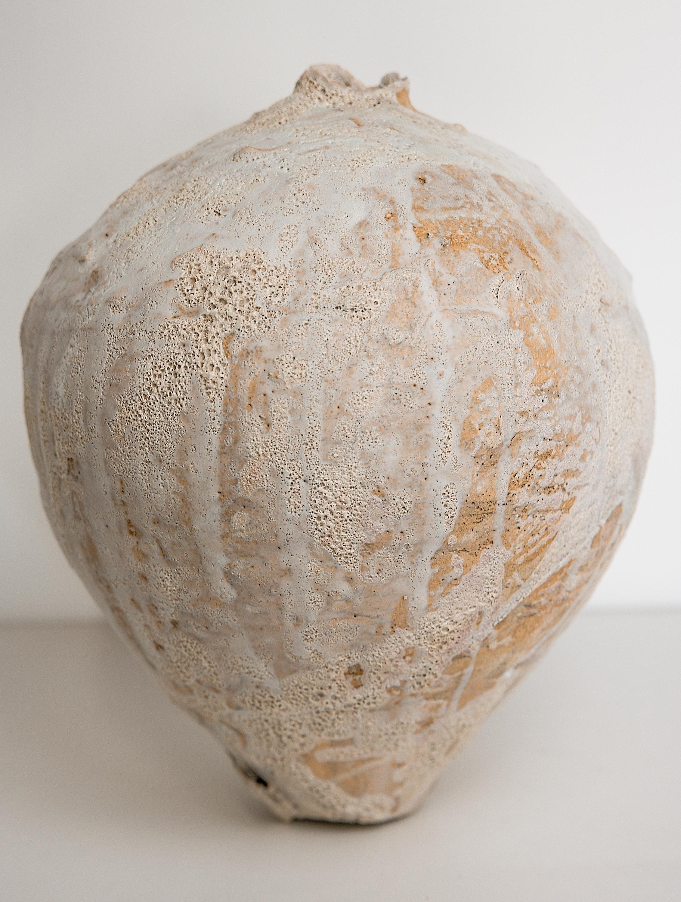 Stoneware Wabi Sabi Woodland Series Moon Vase Narrow Opening For Sale