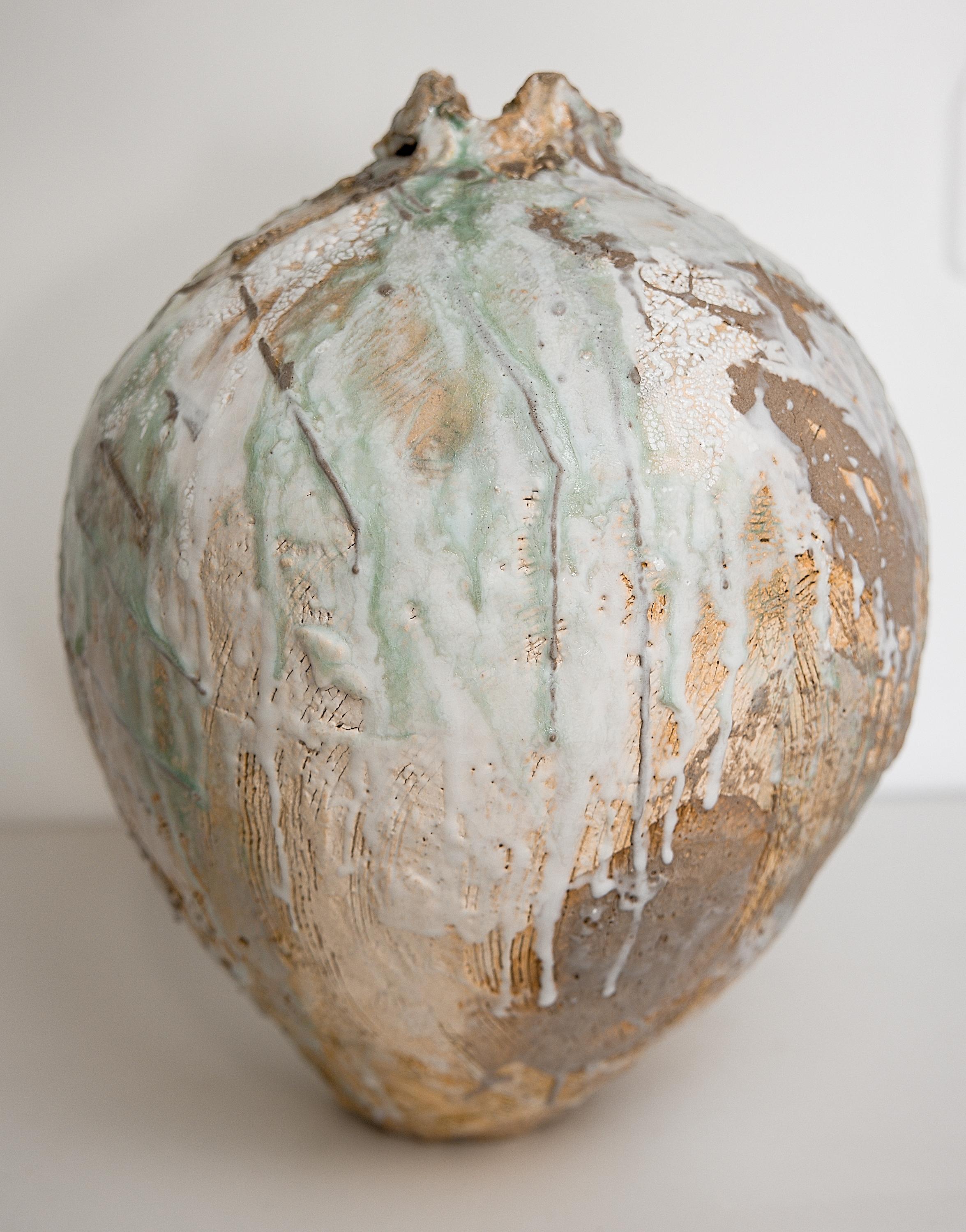 Organic Modern Wabi Sabi Woodland Series Moon Vase Narrow Opening II For Sale