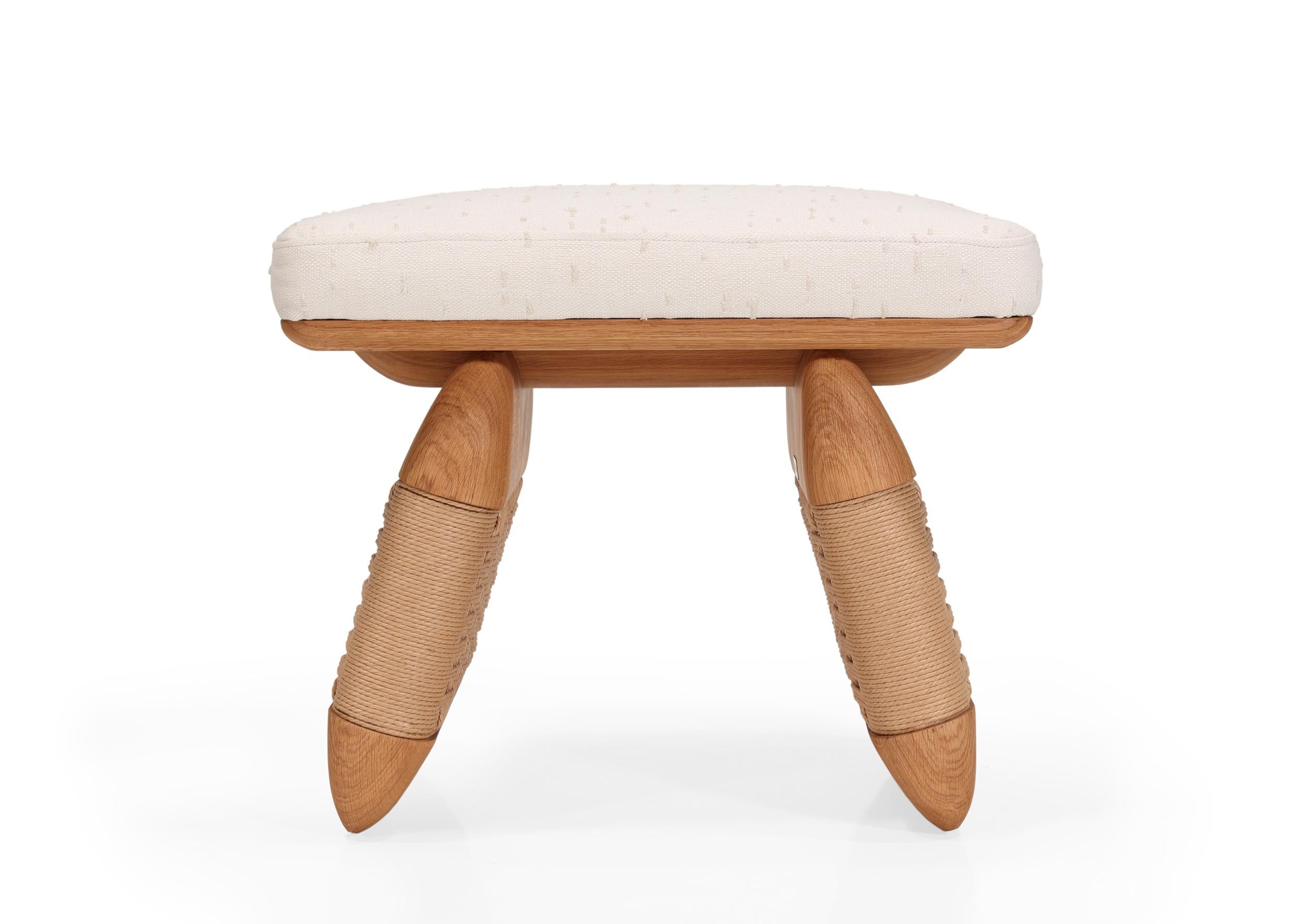 Sgabello Wabi in Wood Wood con accenti Oak e Corde Danesi intrecciate a mano in vendita 3