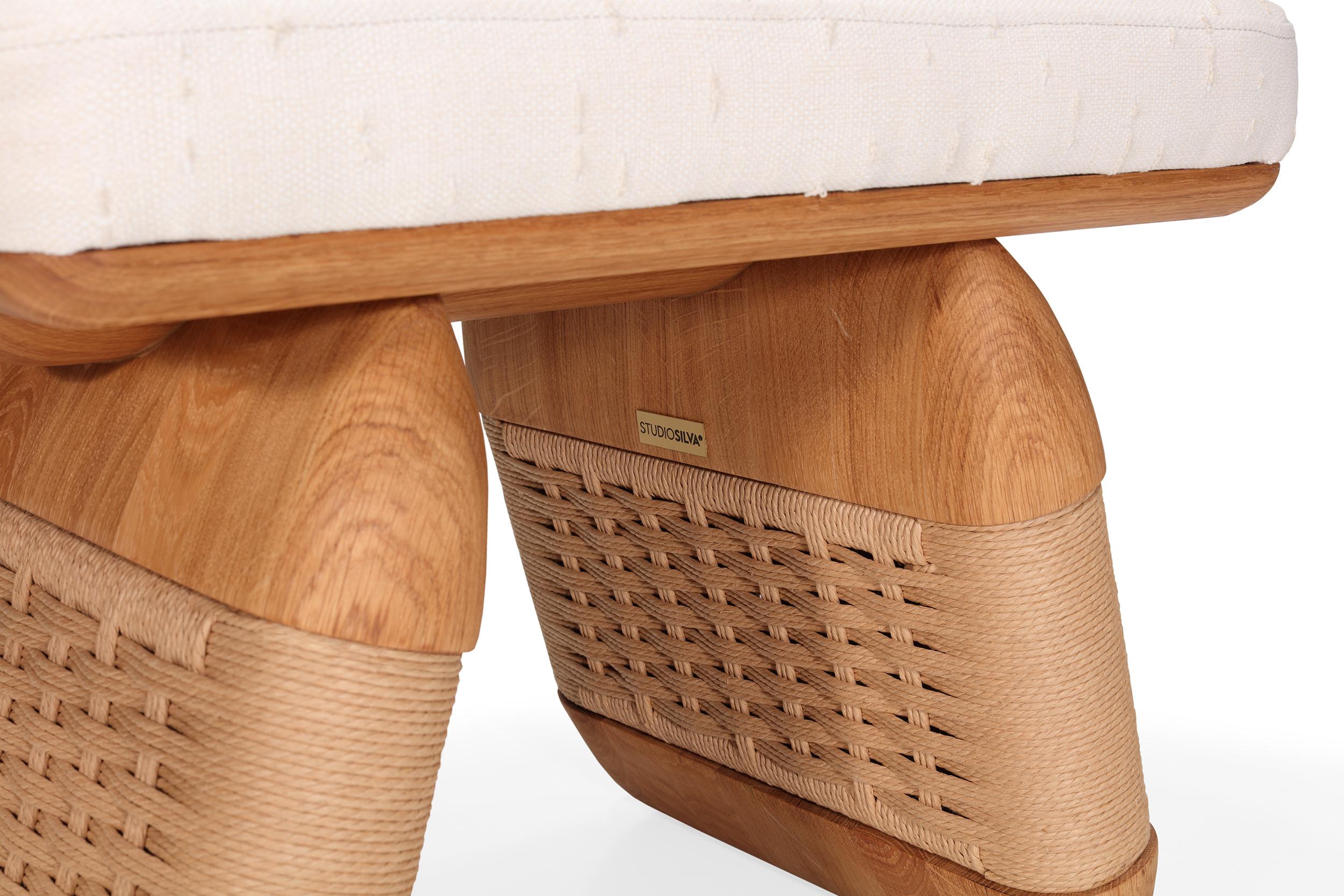 Sgabello Wabi in Wood Wood con accenti Oak e Corde Danesi intrecciate a mano in vendita 4
