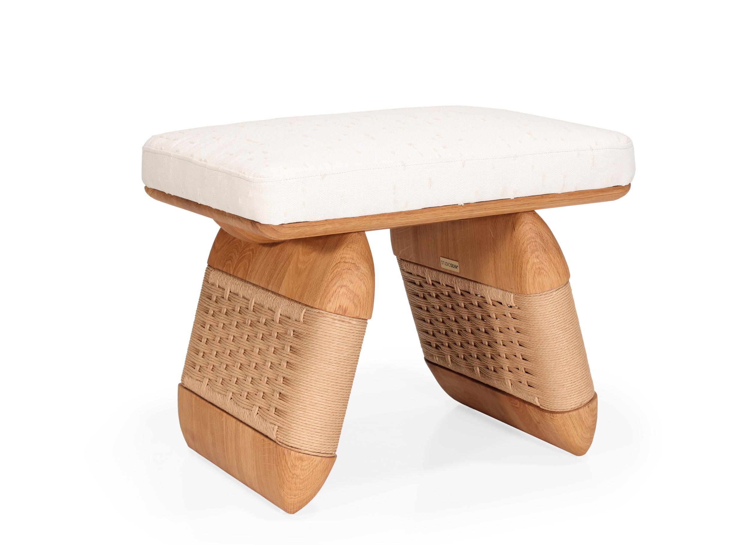 Sgabello Wabi in Wood Wood con accenti Oak e Corde Danesi intrecciate a mano in vendita 5