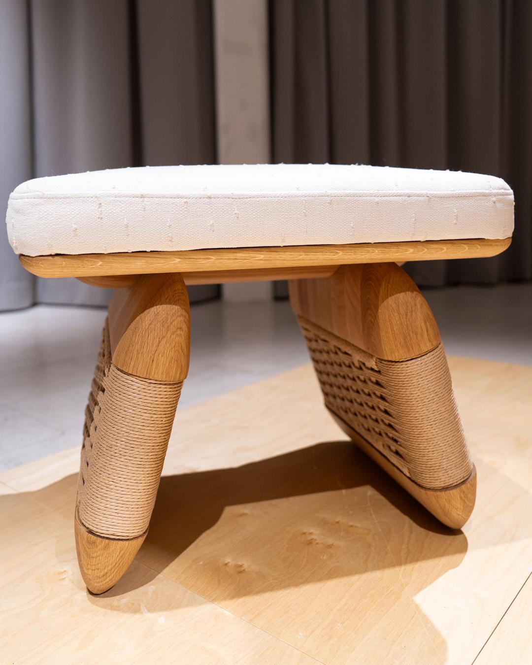 Sgabello Wabi in Wood Wood con accenti Oak e Corde Danesi intrecciate a mano in vendita 7