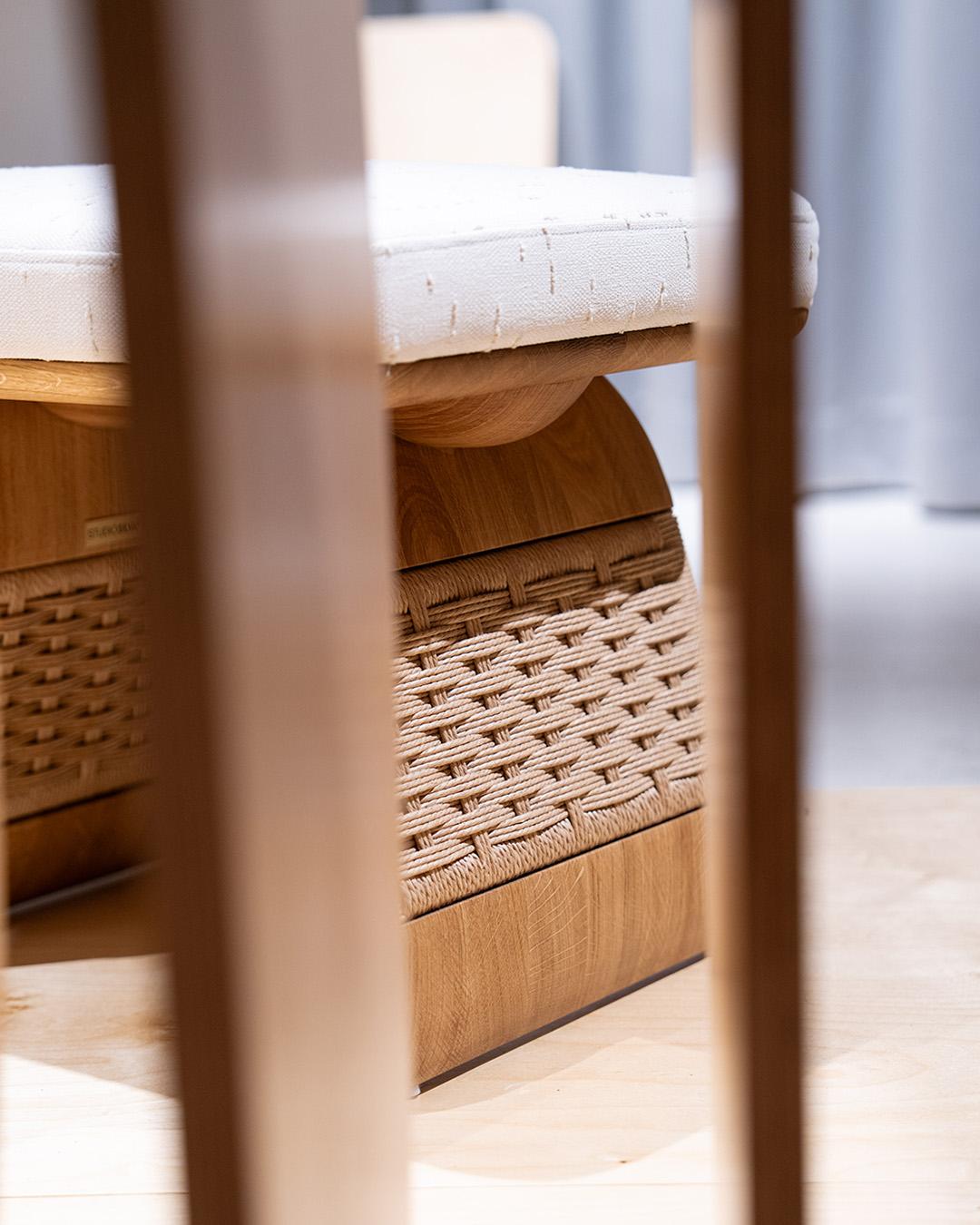 Sgabello Wabi in Wood Wood con accenti Oak e Corde Danesi intrecciate a mano in vendita 8
