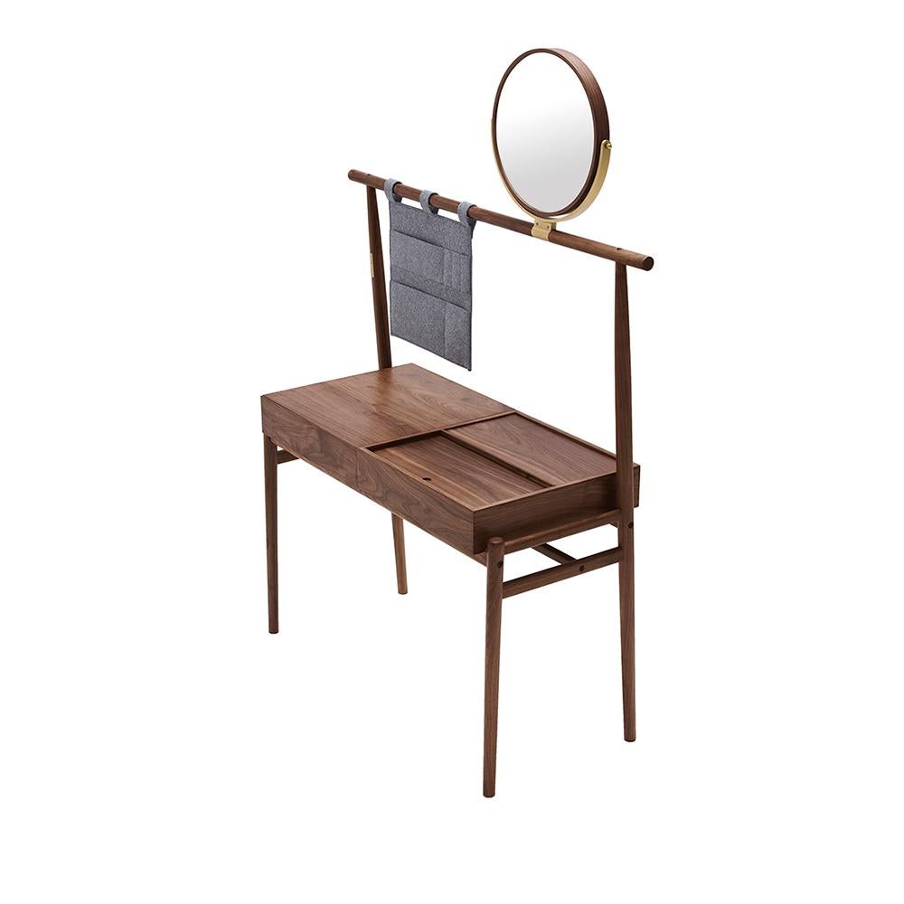 Hand-Crafted Wabi Walnut Dressing Table with Storage For Sale