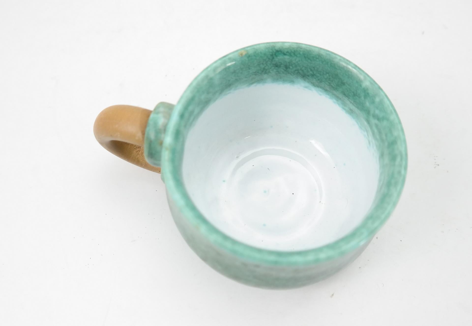 Glazed Wabisabi Style Handmade Ceramic Tea Set on Wooden Tray by M. Kalmar