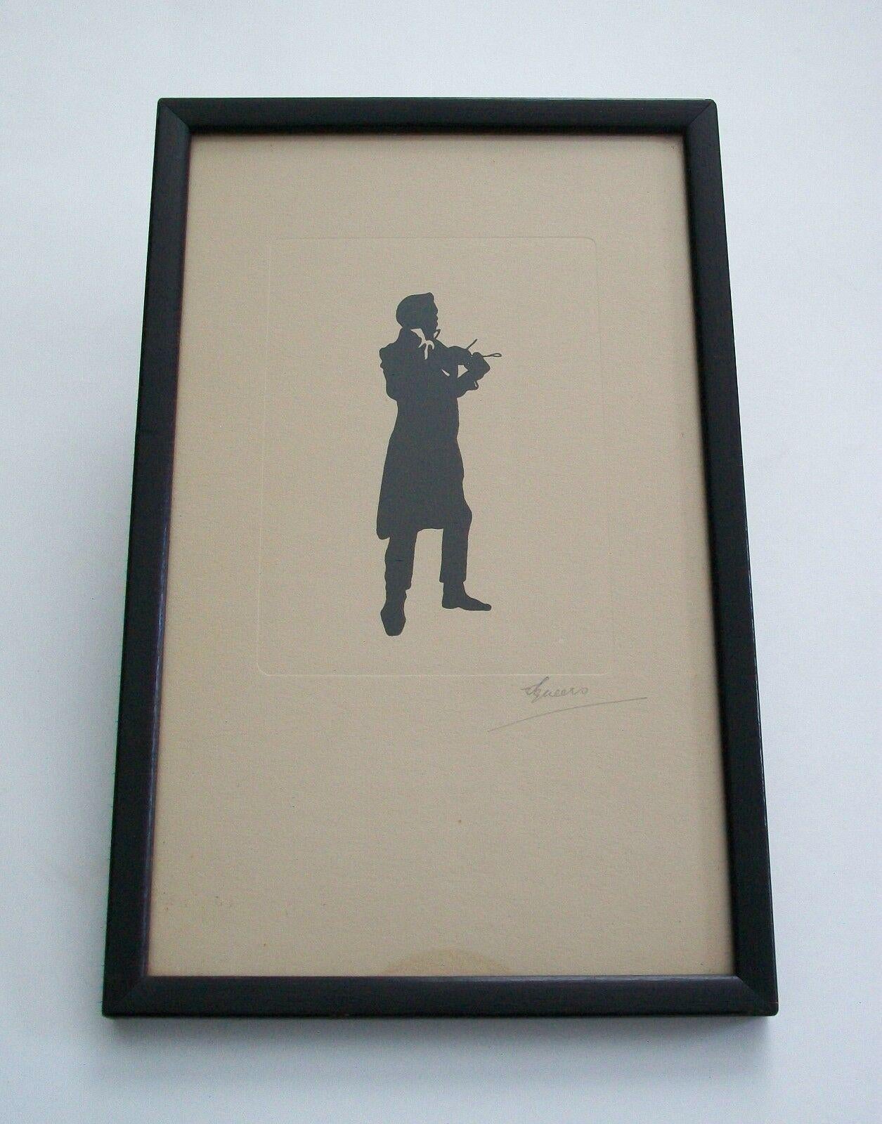 Victorien Wackford Squeers, gravure ancienne « Silhouette », encadrée, début du XXe siècle en vente