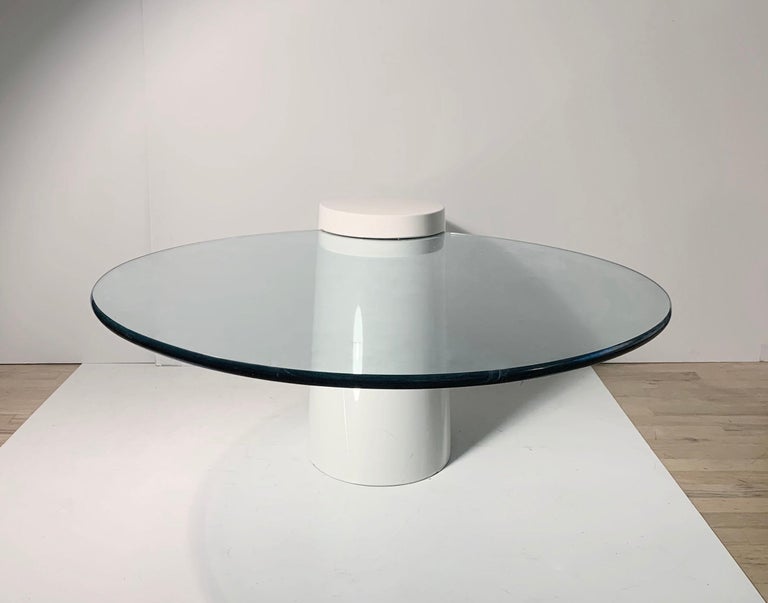 Cantilevered Glass White " Zephyr" Cocktail Table by Wade Beam for Brueton For Sale at 1stDibs