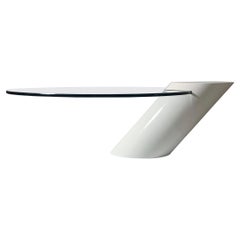Cantilevered Glass White " Zephyr" Cocktail Table by Wade Beam for Brueton