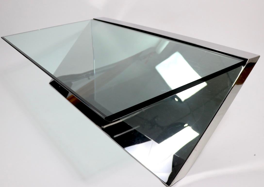 20th Century Wade Beam for Brueton Chrome and Glass Coffee Table