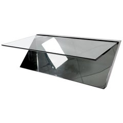 Table basse en chrome et verre Wade Beam pour Brueton