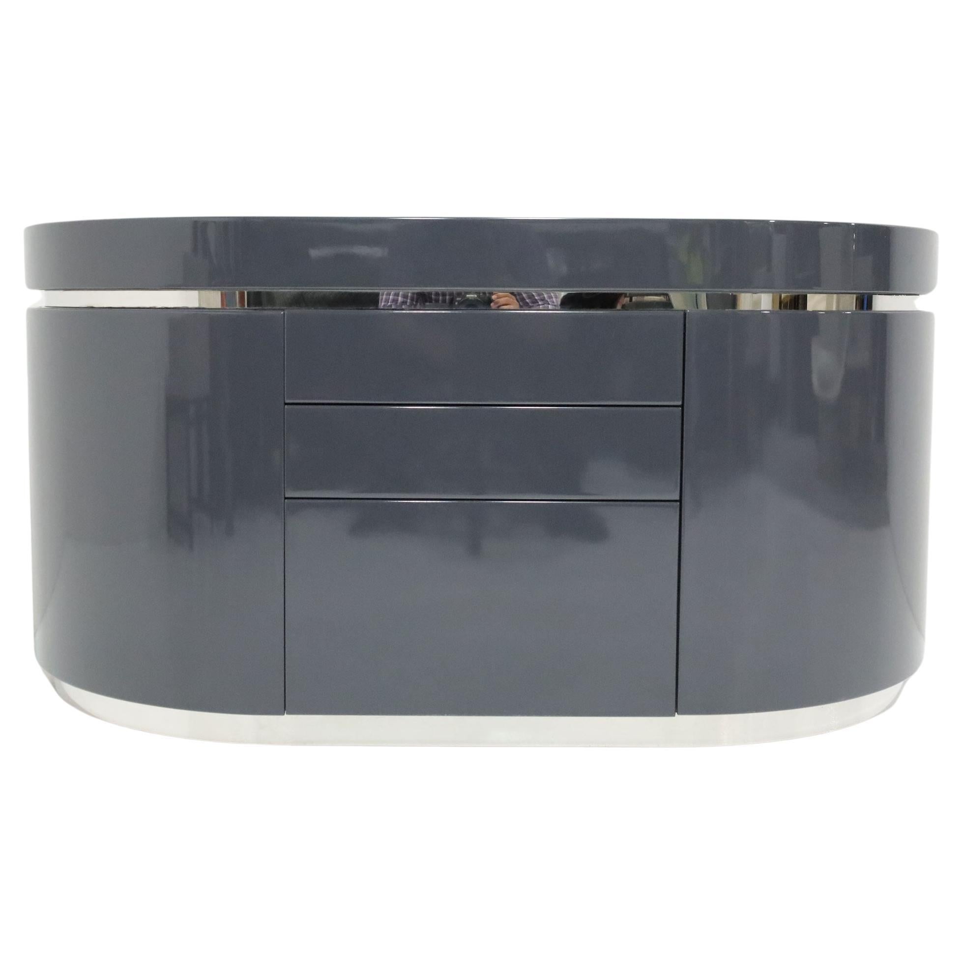 Wade Beam For Brueton "Ponte" Credenza in High-Gloss Blue/Gray