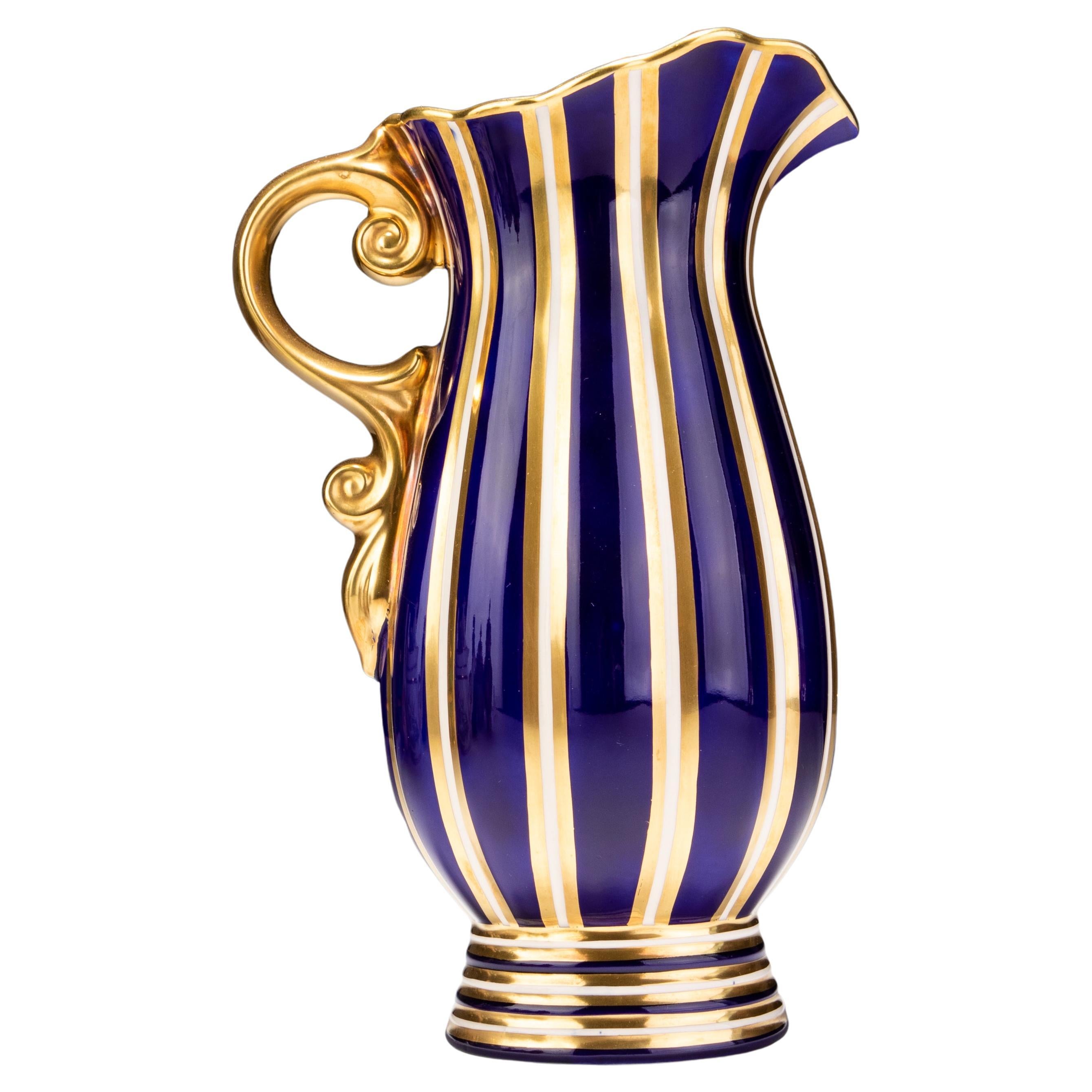 Wade Empress Cobalt 24KT Gold Porcelain Pitcher Jug  For Sale