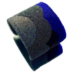 Wade Patton, beaded cuff, bracelet, Lakota, Clouds, #13 Czech bead, contemporary