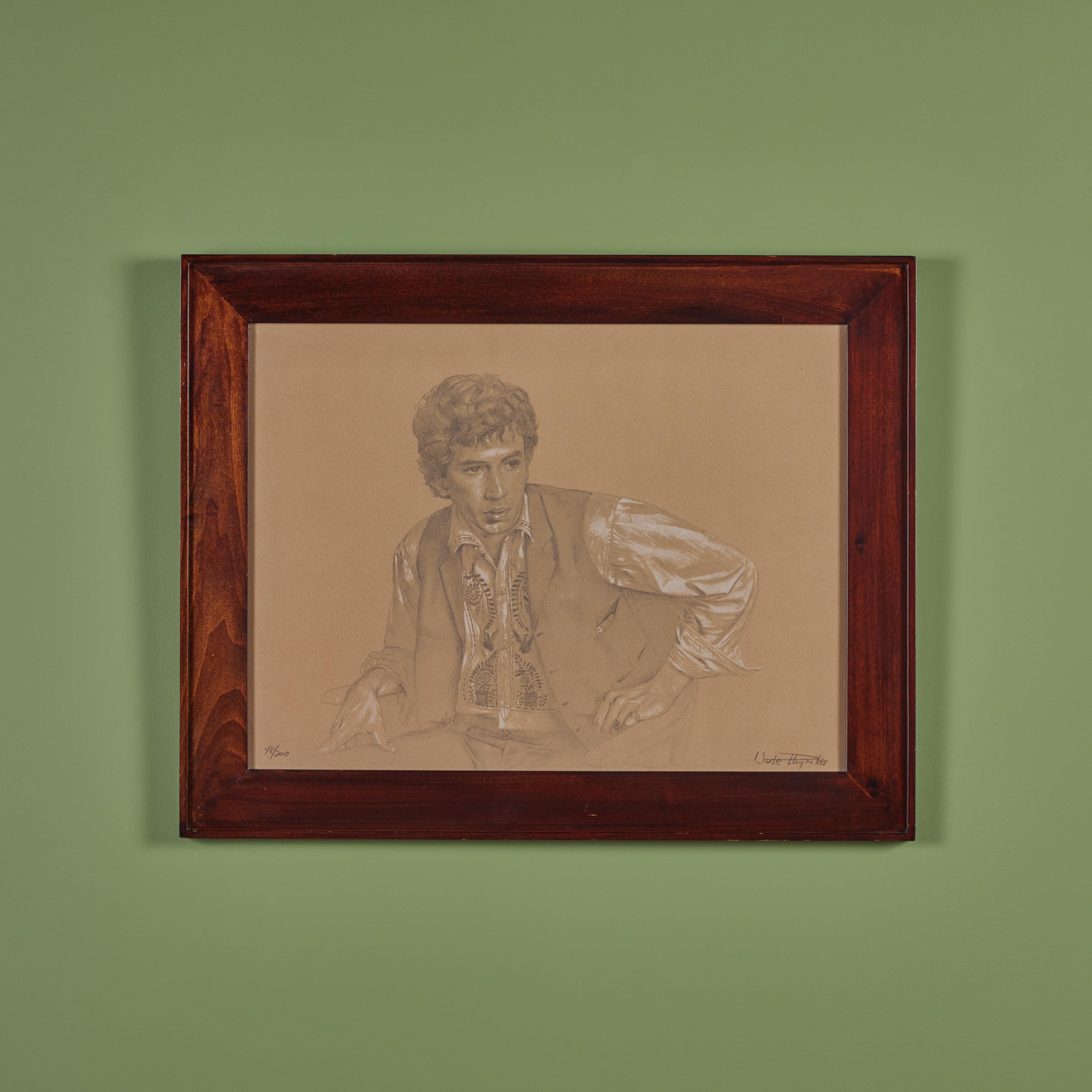 Zeichnung des amerikanischen Künstlers Wade Reynolds. Er ist vor allem für seine figürlichen Gemälde und Zeichnungen bekannt, und dieses Werk entspricht genau seinem Stil. Das Porträt eines Mannes auf Papier mit Bleistift. Signiert vom