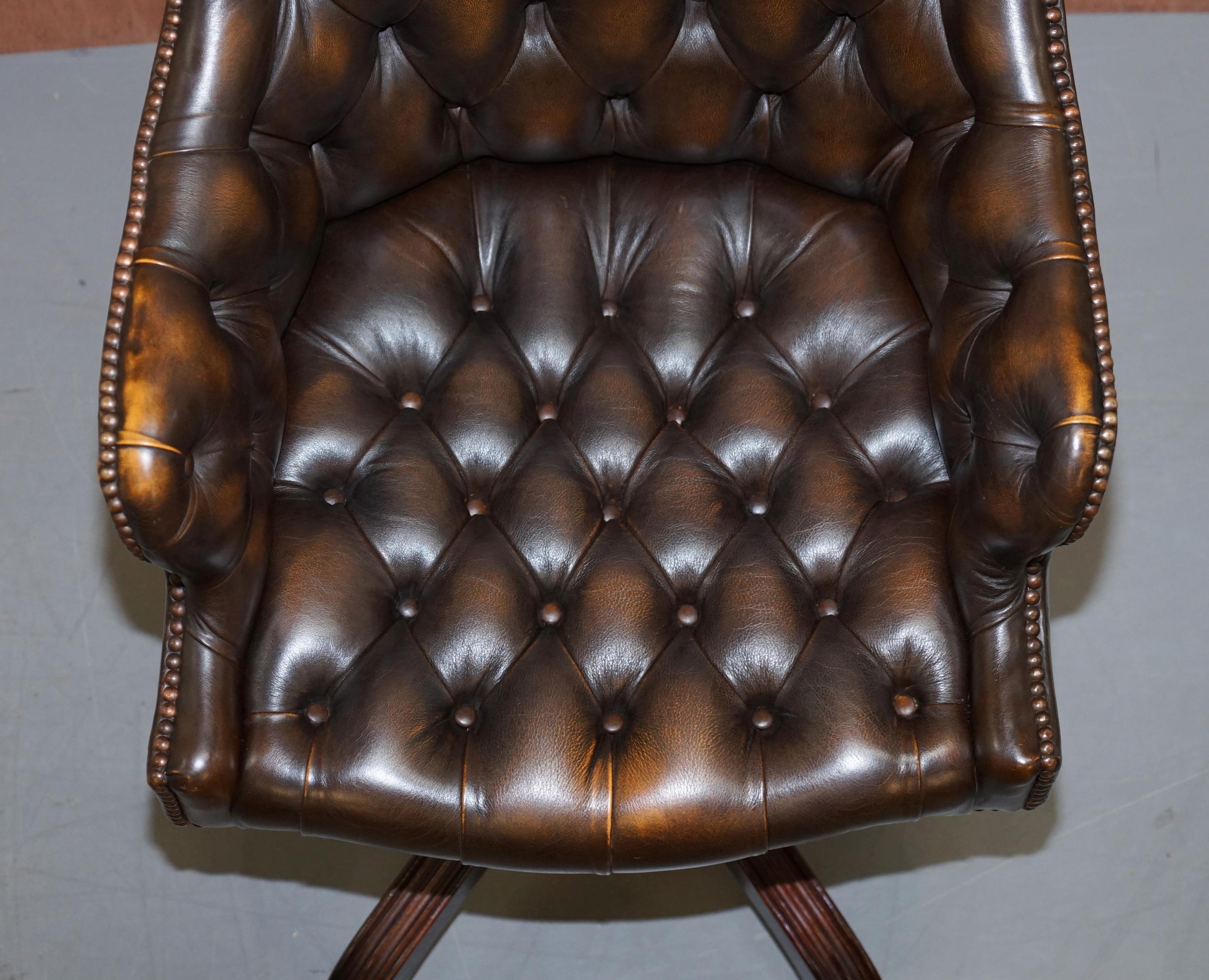 brown chesterfield office chair