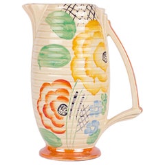 Vintage Wadeheath Art Deco Floral Painted Pottery Jug