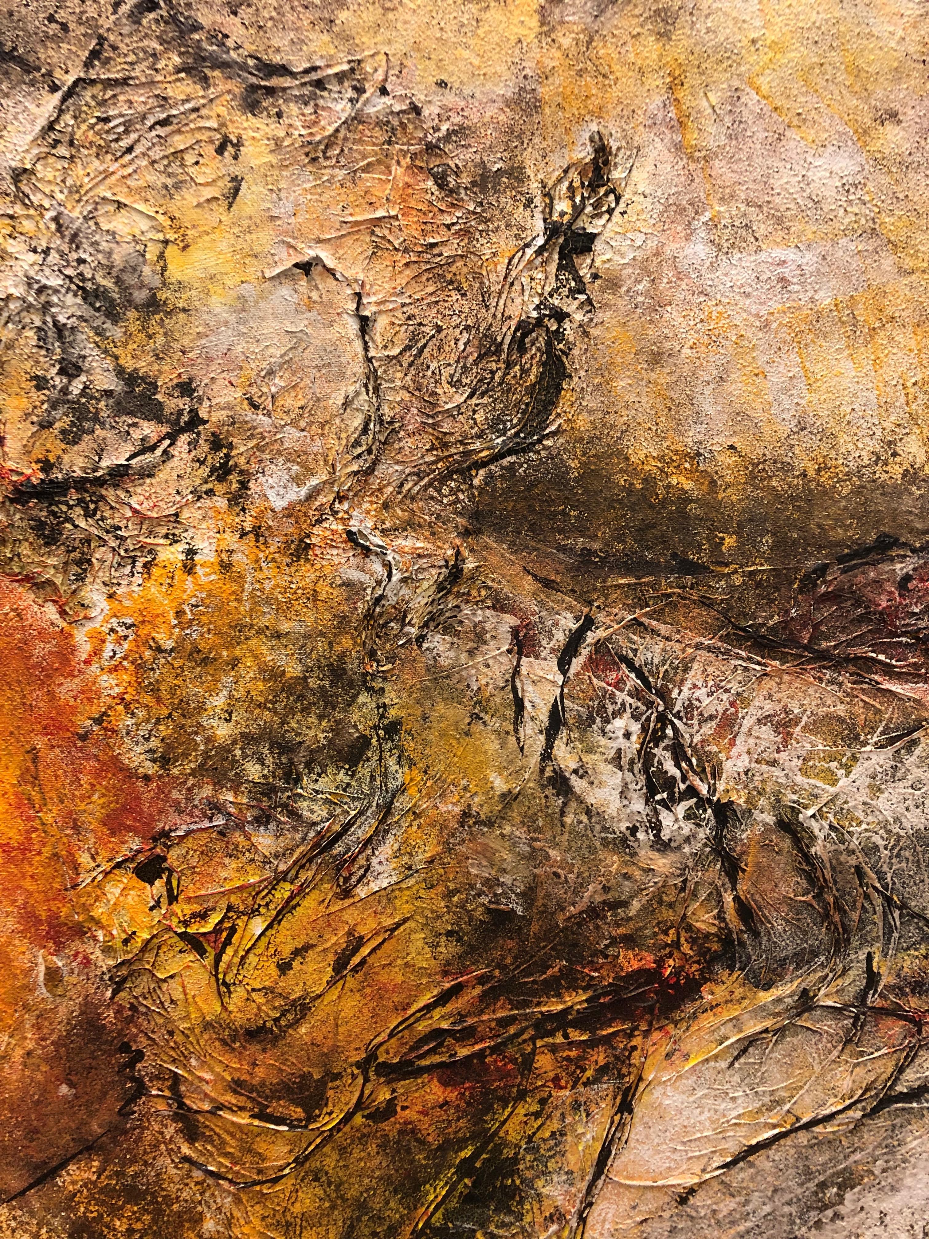 Textural abstract landscape painting by Moroccan artist Wafaa Mezouar.  Earth tones, Acrylic, mixed media on linen. 

Size: 40 x 40 inches. Offered unframed.

Exhibitions include: Contemporary Salon of National Art, Casablanca, Morocco, Galerie le