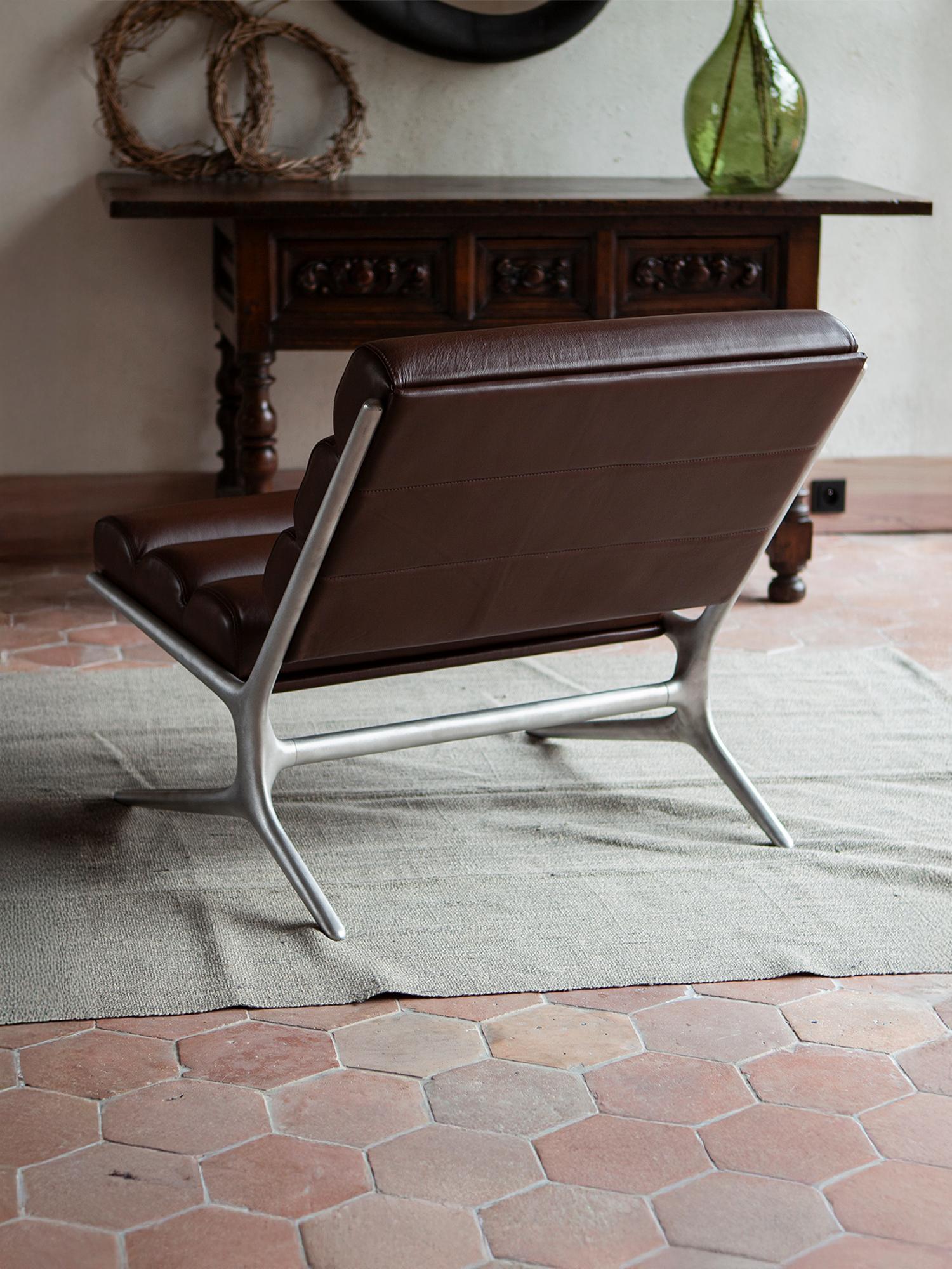 Loungesessel - Strukturiertes Aluminium (Polnisch) im Angebot